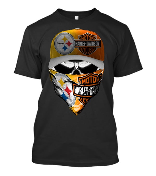 Steelers Harley Davidson Motorcycles Skull Mask T-Shirt