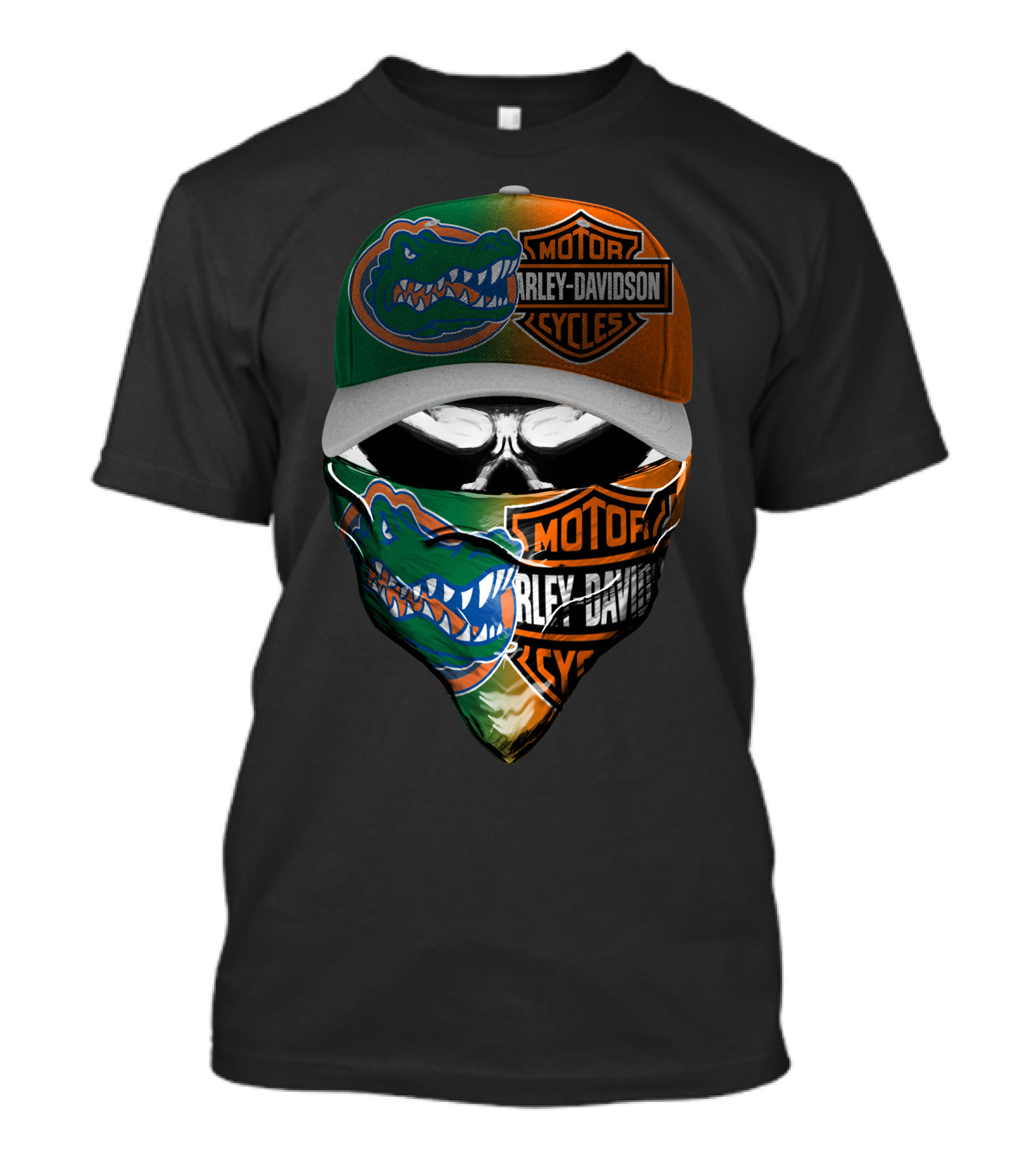 Florida Gators Harley Davidson Motorcycles Skull Mask And Cap T-Shirt