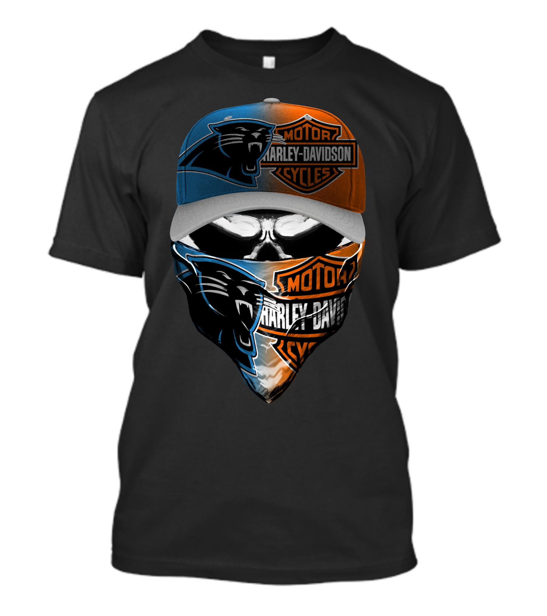 Harley Davidson Motor Cycles Skull Bandana Split Panthers Helmet T-Shirt