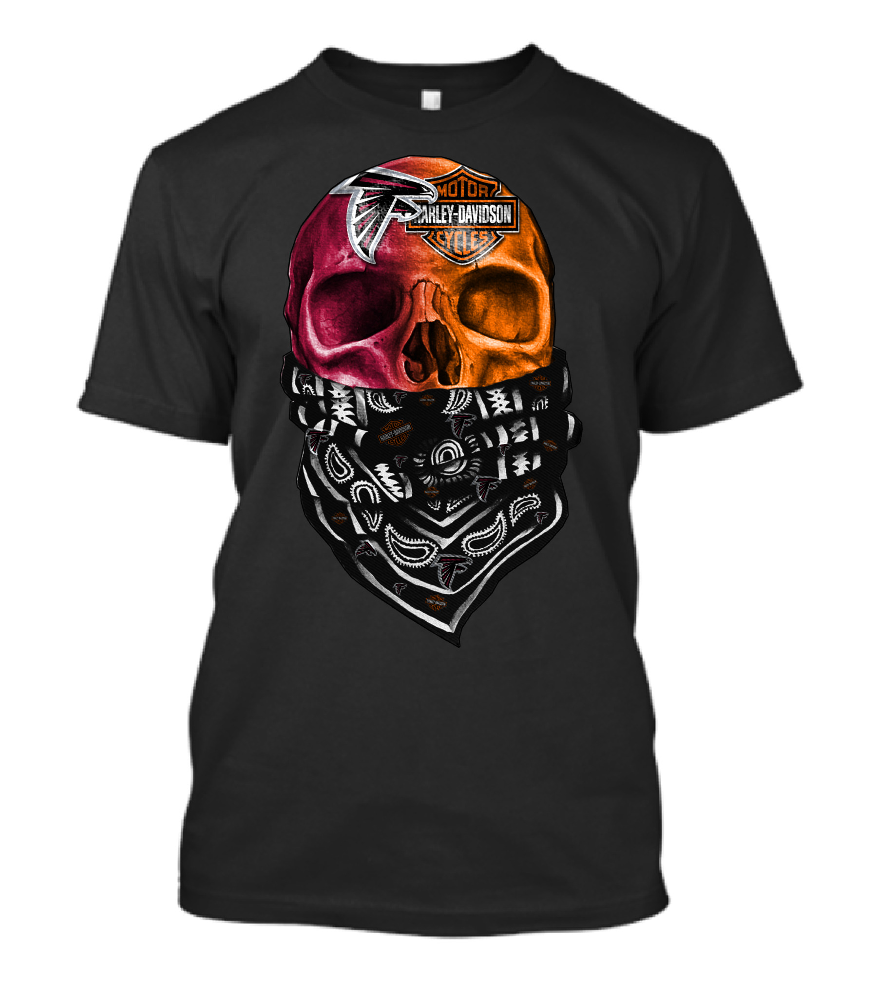 Harley Davidson Atlanta Falcons Skull Bandana T-Shirt