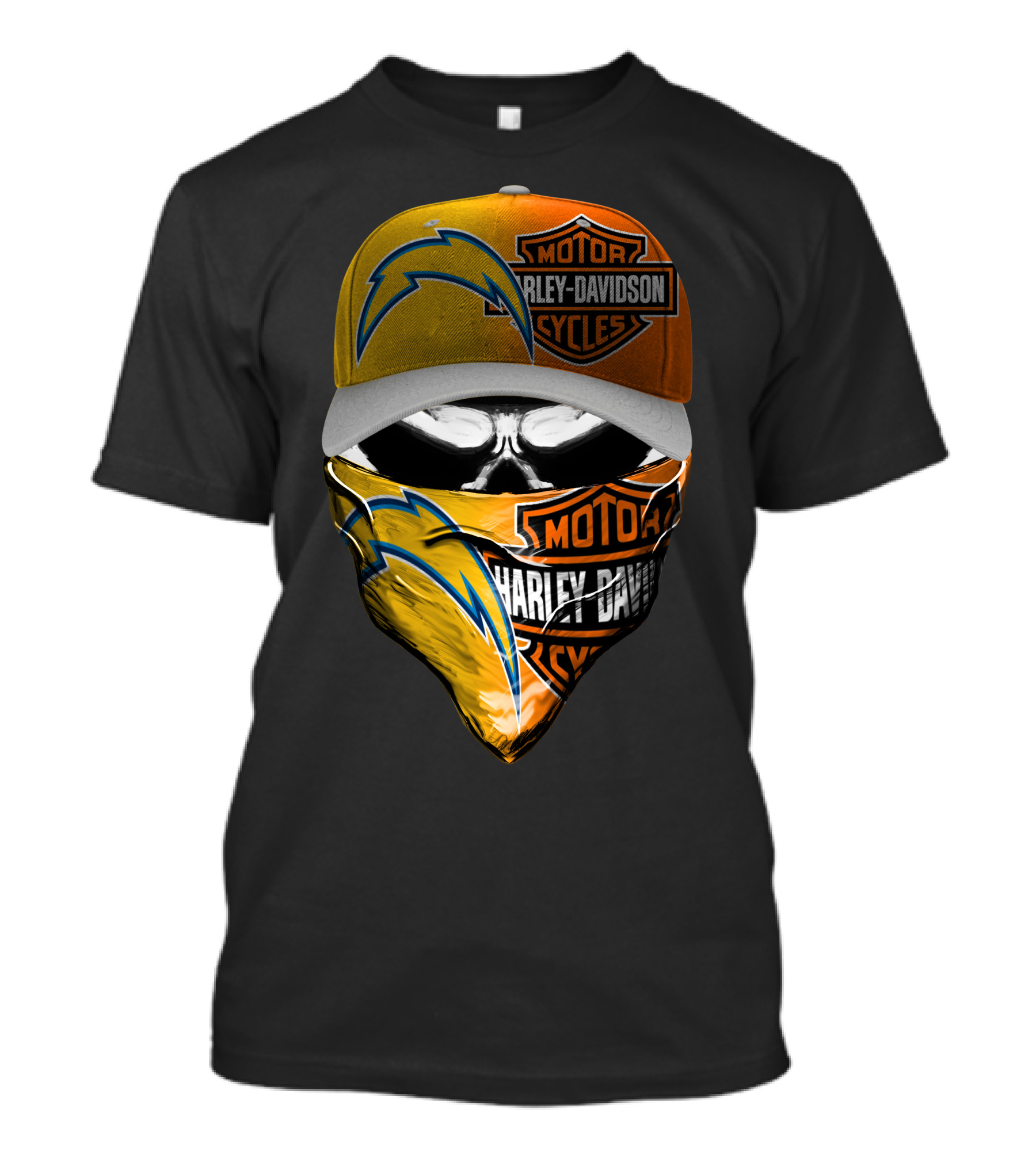 Motor Harley Davidson Los Angeles Chargers Skull T-Shirt