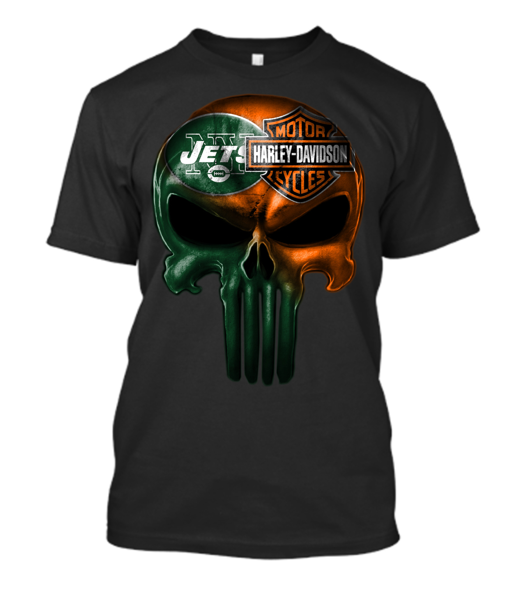 New York Jets Harley Davidson Skull T-Shirt