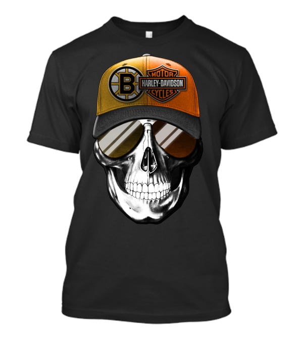 Harley Davidson Motorcycles Skull Boston Bruins Cap T-Shirt