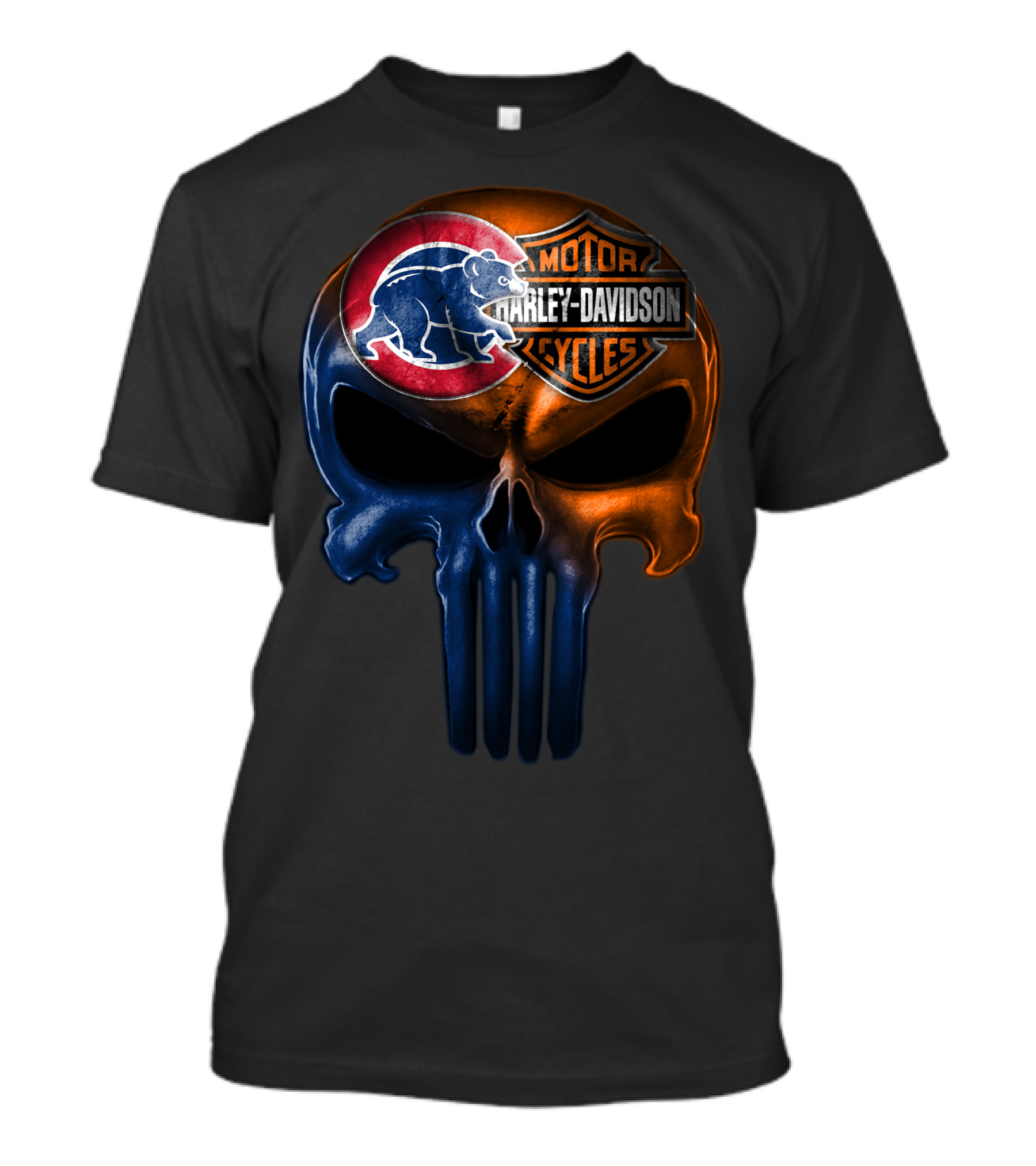 Chicago Cubs Harley Davidson Punisher Skull T-Shirt