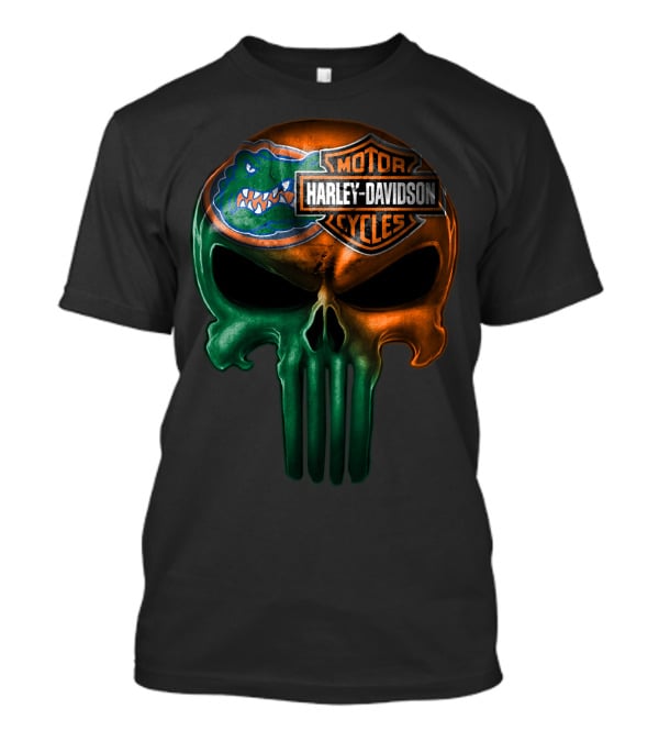 Florida Gators Harley Davidson Punisher Skull T-Shirt