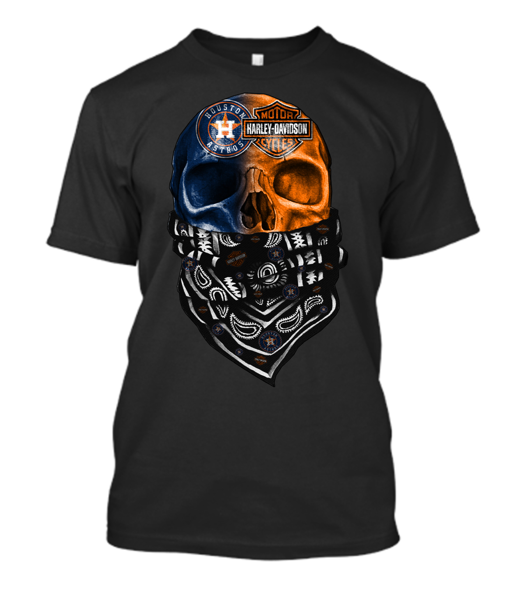 Houston Astros Harley Davidson Skull Bandana T-Shirt