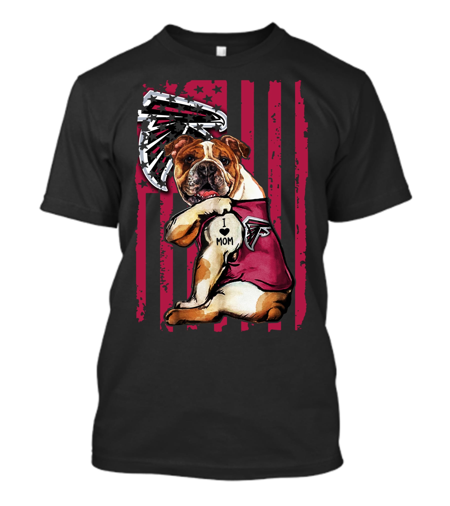 Bulldog Atlanta Falcons I Love Mom Flag T-Shirt