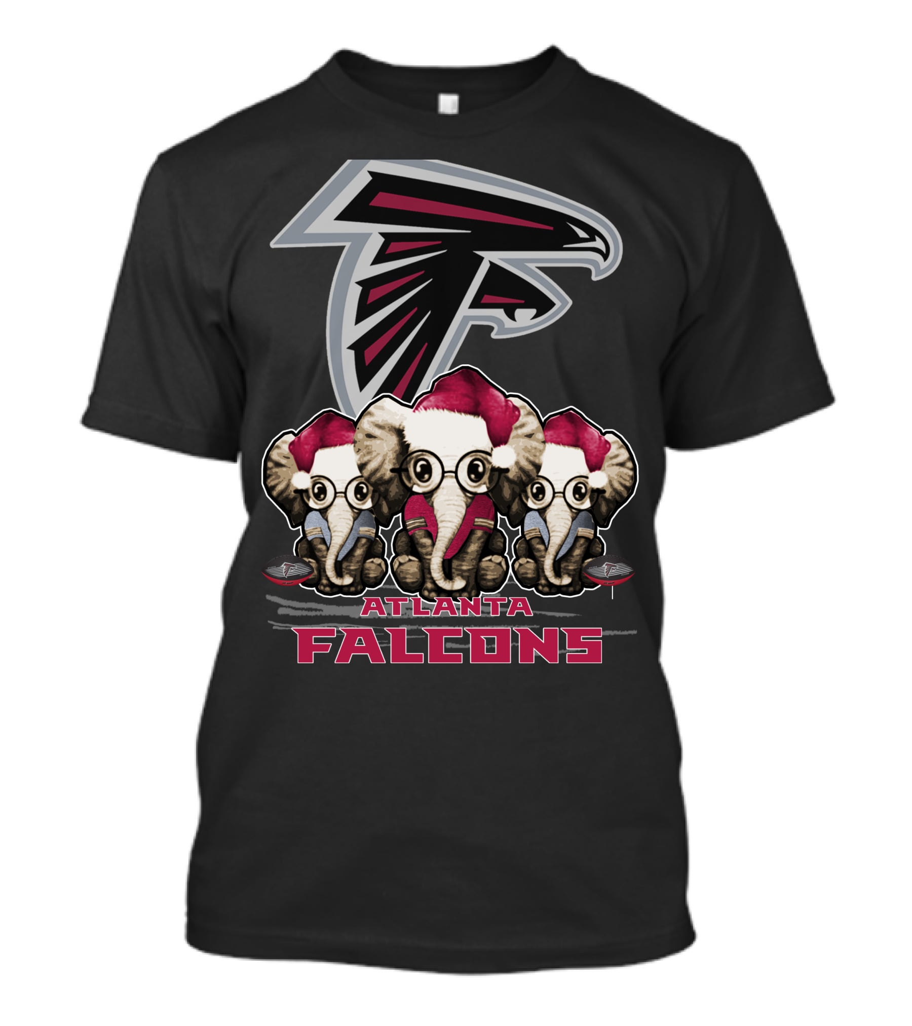 Atlanta Falcons Santa Hat Elephants Christmas T-Shirt