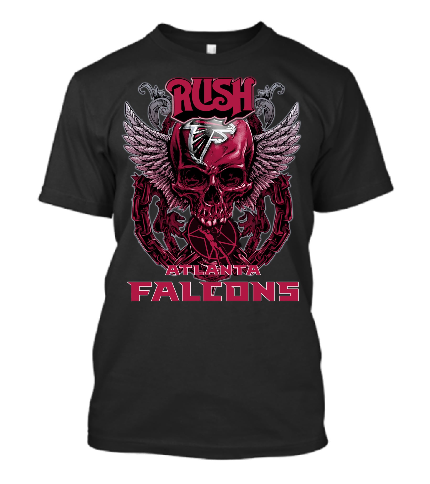 Rush Atlanta Falcons Skull Wings Emblem T-Shirt