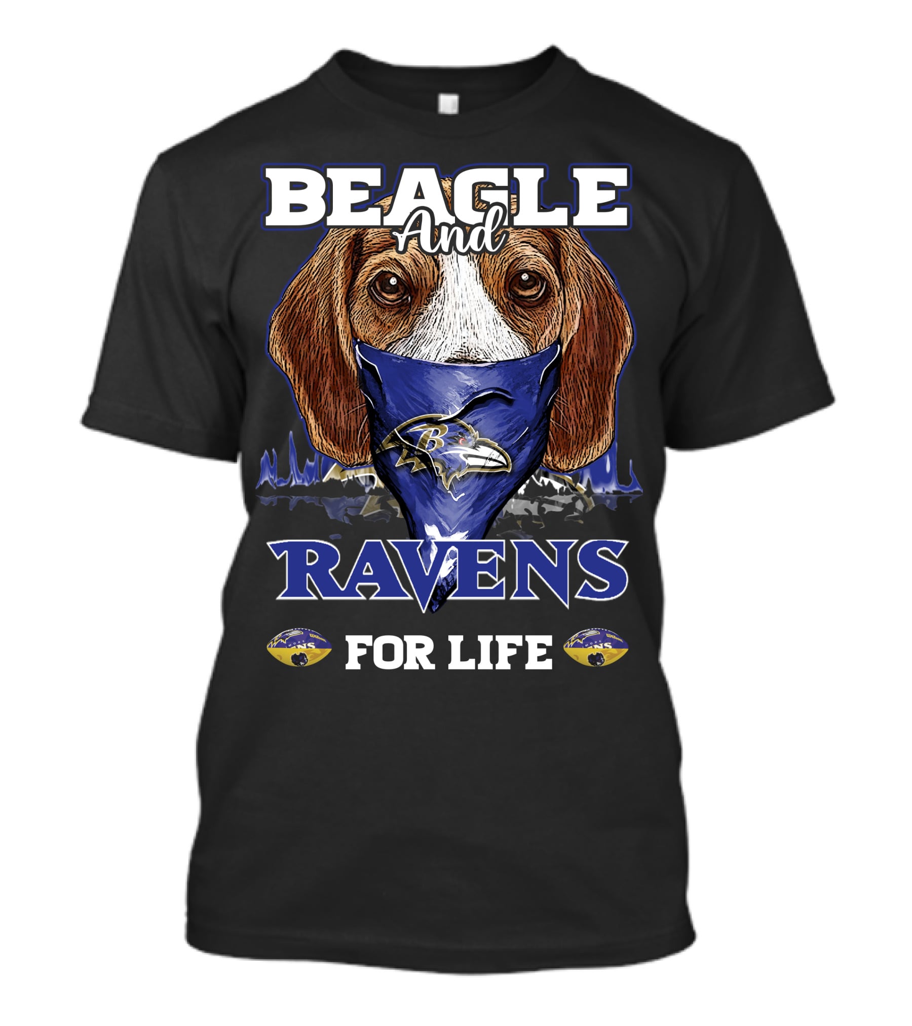 Beagle And Ravens For Life Baltimore Ravens T-Shirt