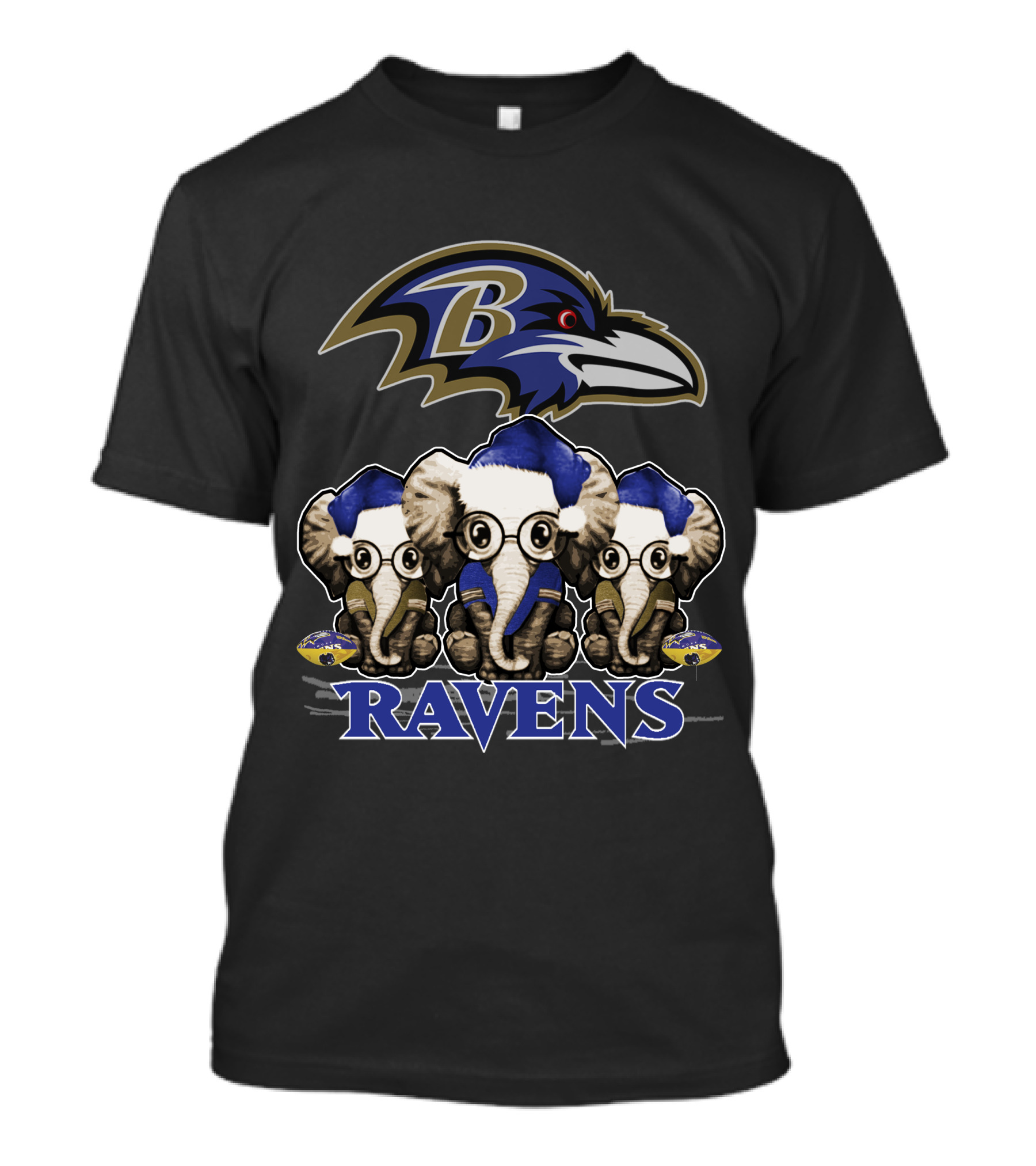 Baltimore Ravens Christmas Elephants T-Shirt