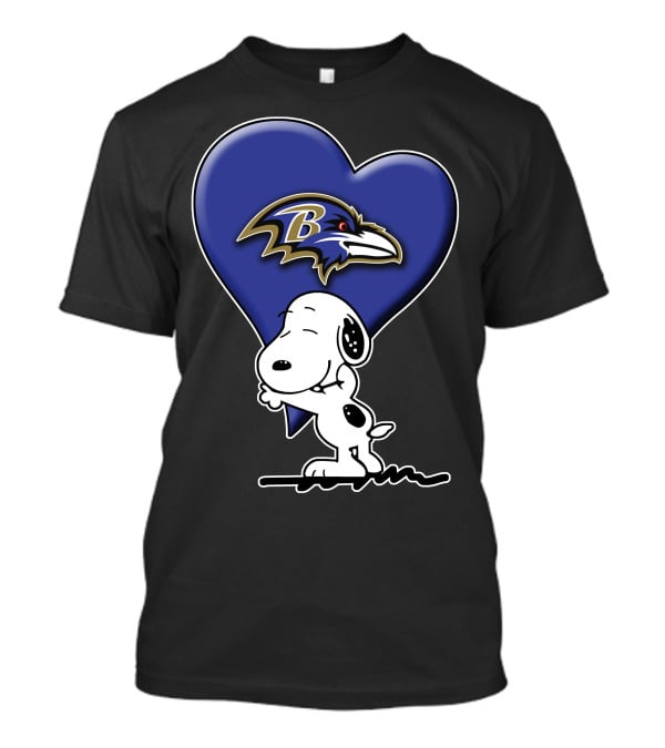 Snoopy Hugging Baltimore Ravens Heart T-Shirt