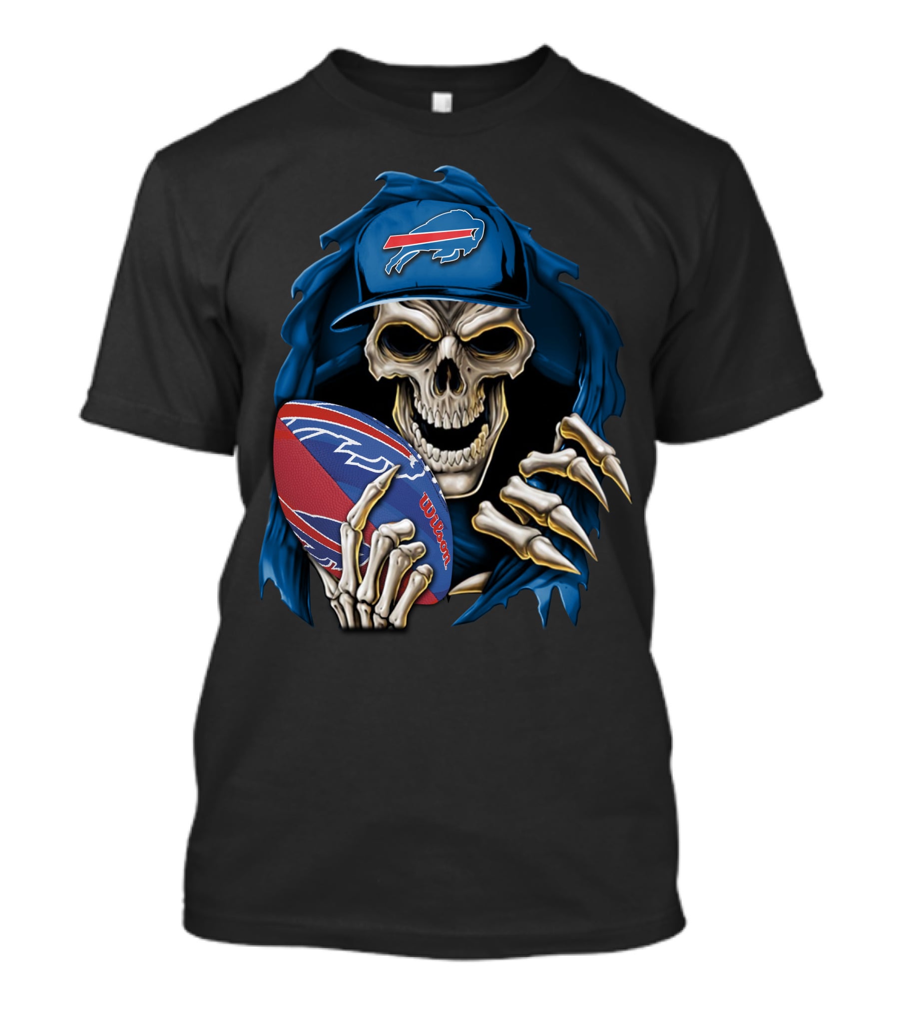 Buffalo Bills Skull Holding Football T-Shirt