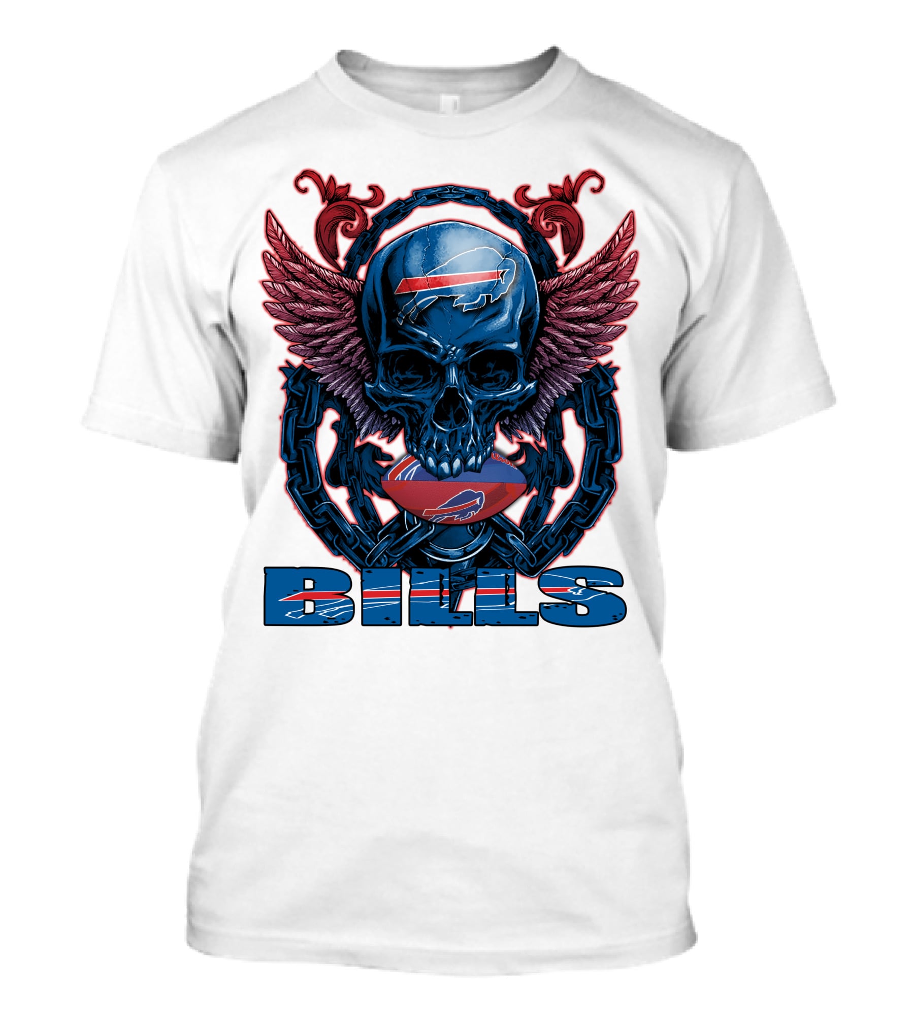 Buffalo Bills Winged Skullfb Football T-Shirt