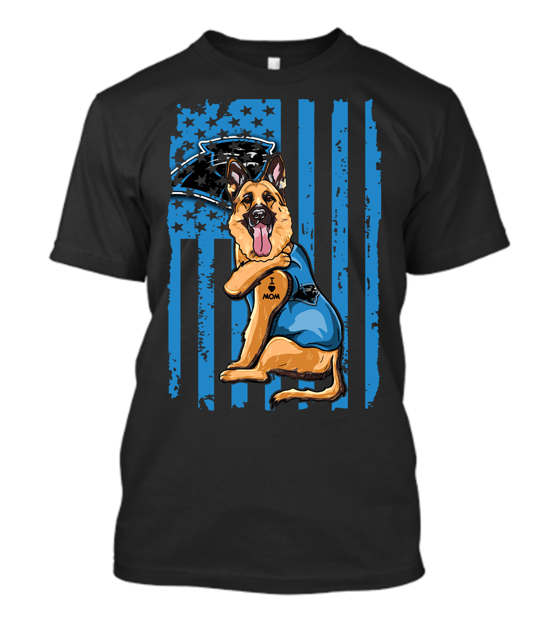 German Shepherd Carolina Panthers Patriotic I Mom Fan T-Shirt