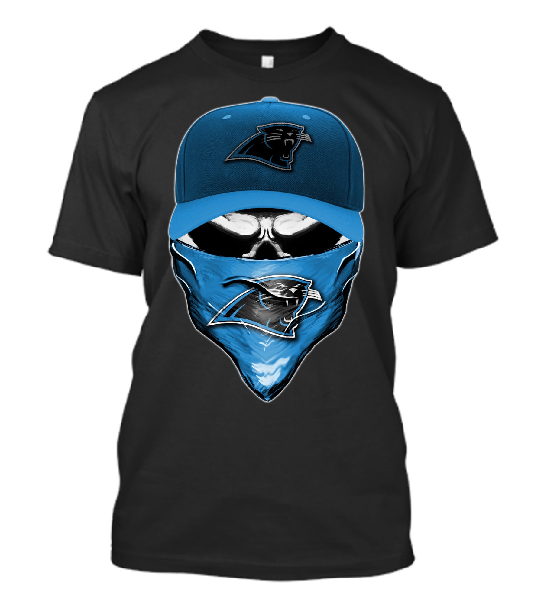 Skull Carolina Panthers Hat Bandana T-Shirt