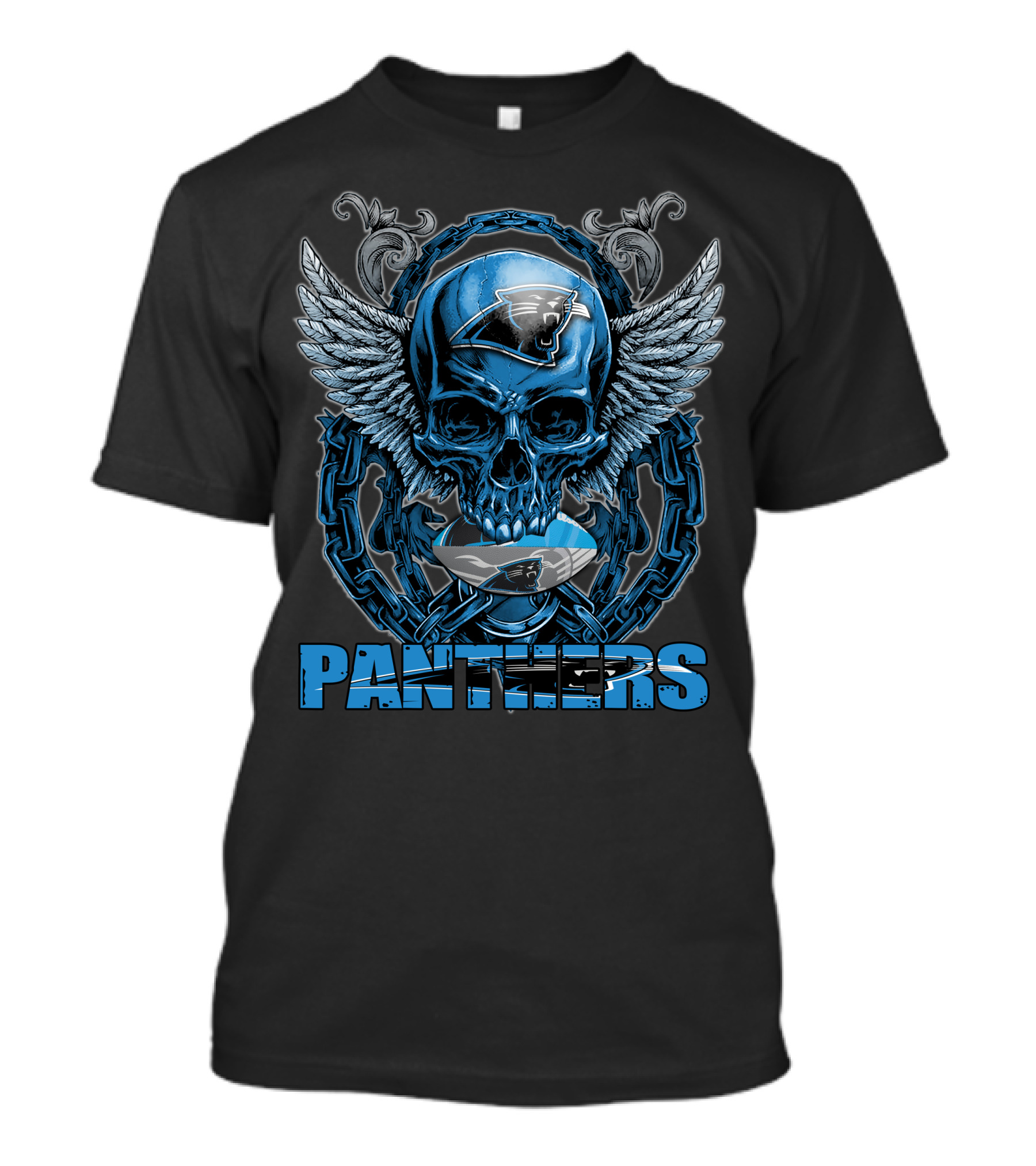 Panthers Skullfb Carolina NFL Winged Skull T-Shirt