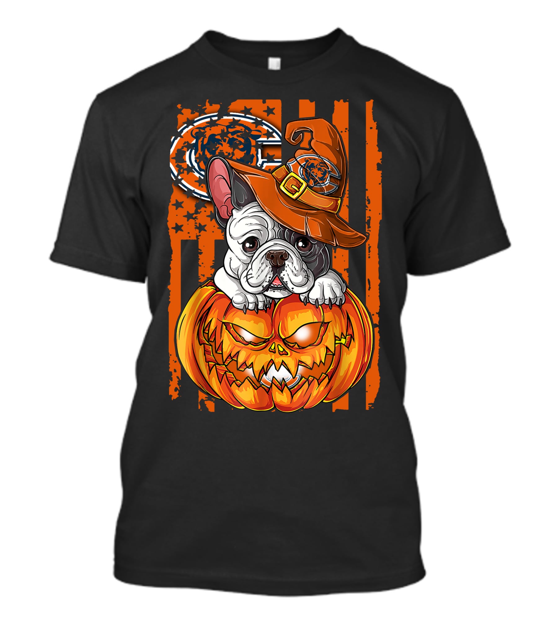 Hlw Bulldog Chicago Bears Halloween Pumpkin T-Shirt