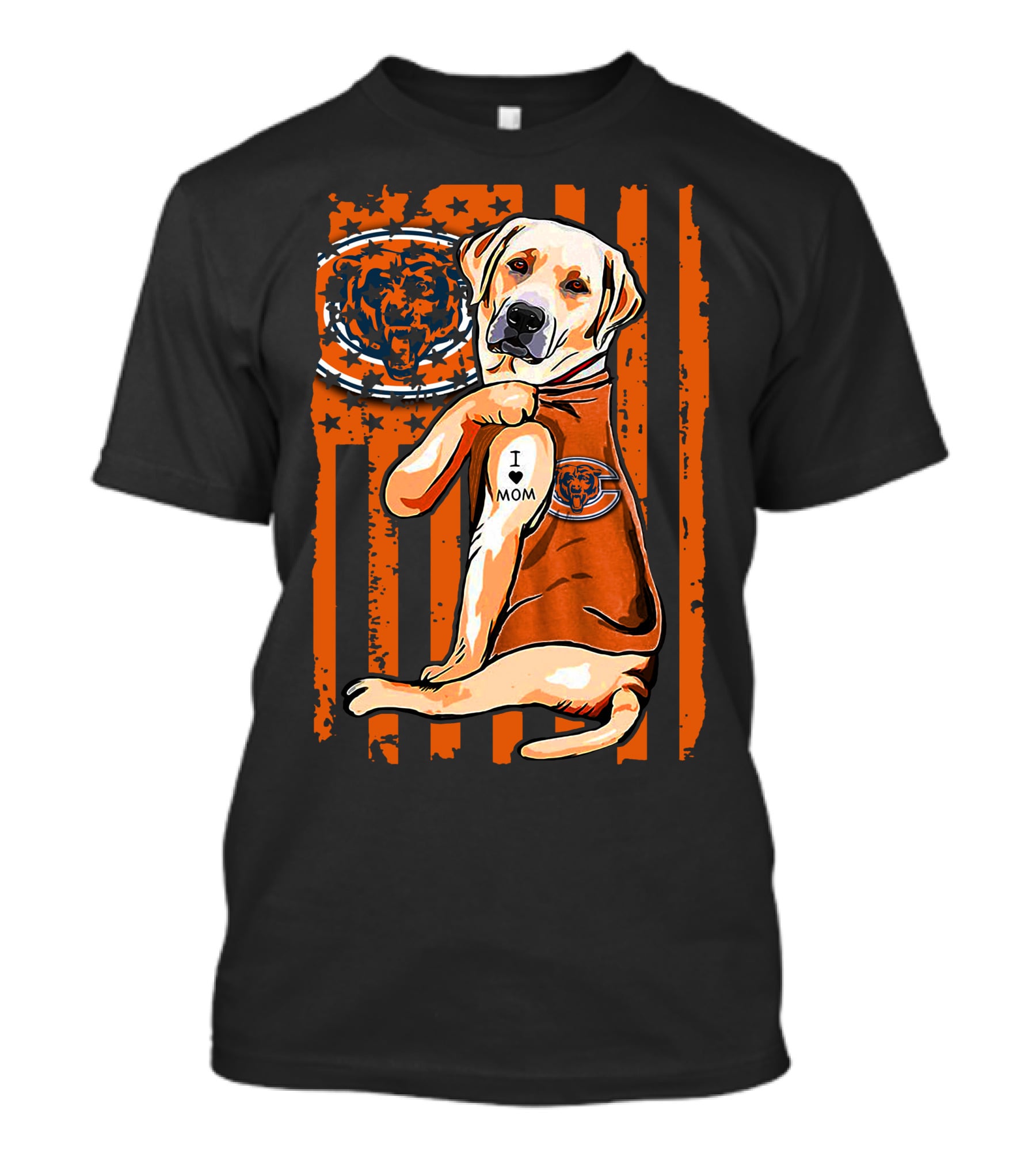 Labrador Retriever I Love Mom CHICAGO BEARS T-Shirt