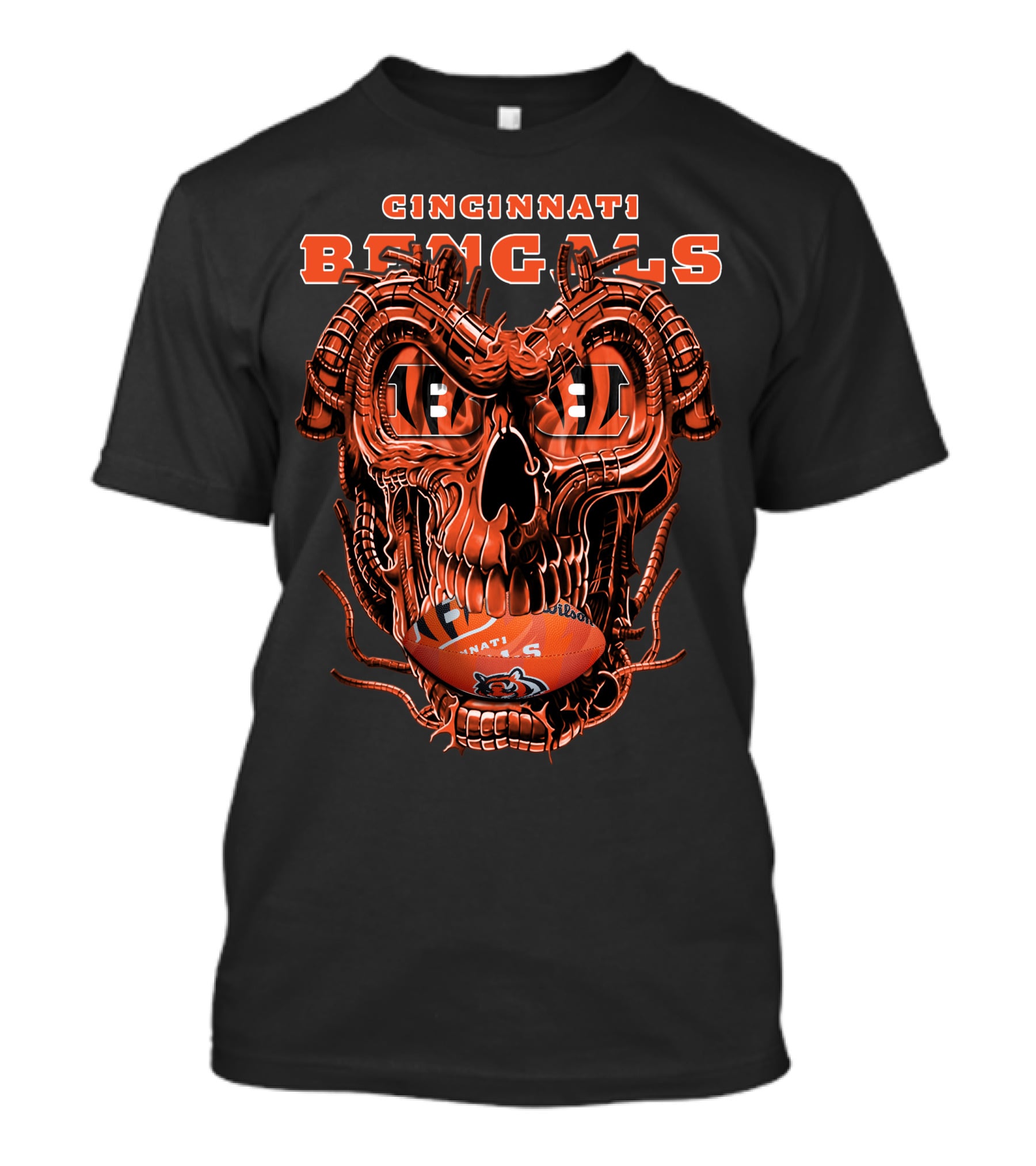CINCINNATI BENGALS Dragon Skull Football T-Shirt