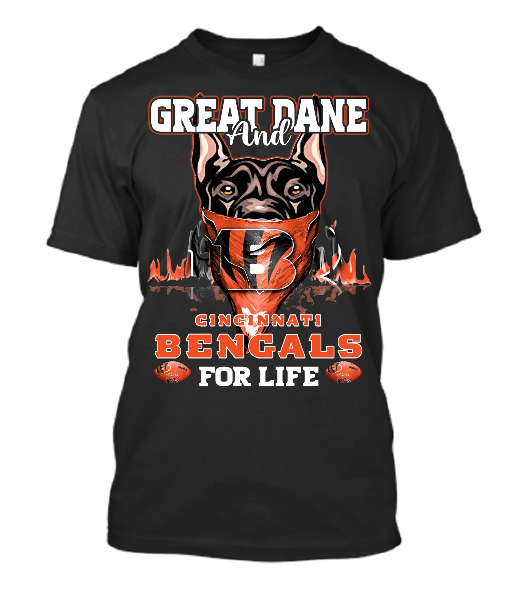 CINCINNATI BENGALS GREAT DANE AND FOR LIFE T-Shirt