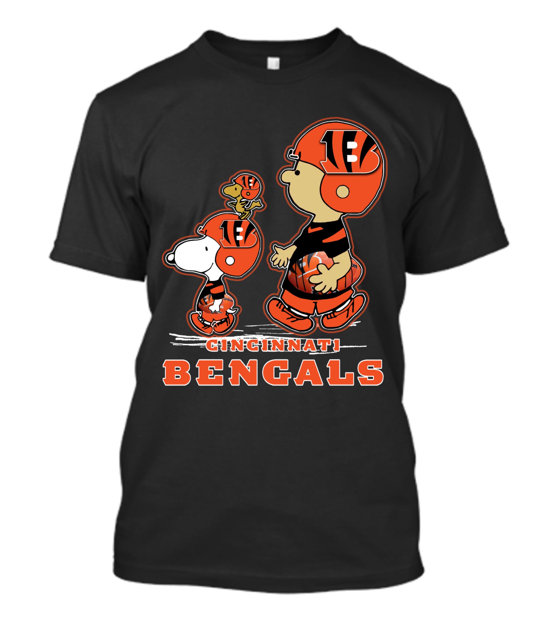 Cincinnati Bengals Snpfootball Charlie Brown Snoopy Woodstock Football Helmet T-Shirt