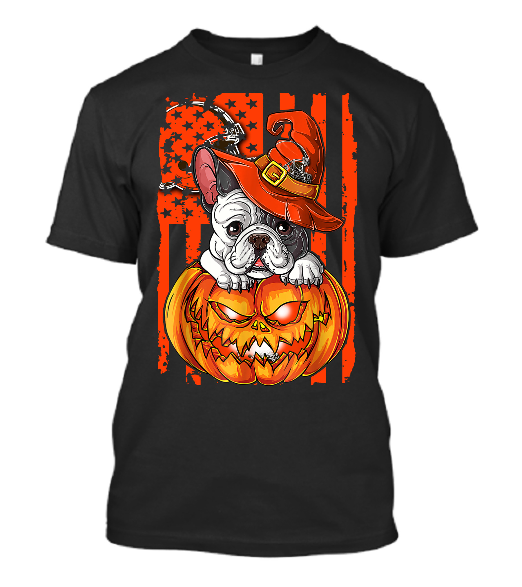 Bulldog Halloween Pumpkin Cleveland Browns T-Shirt