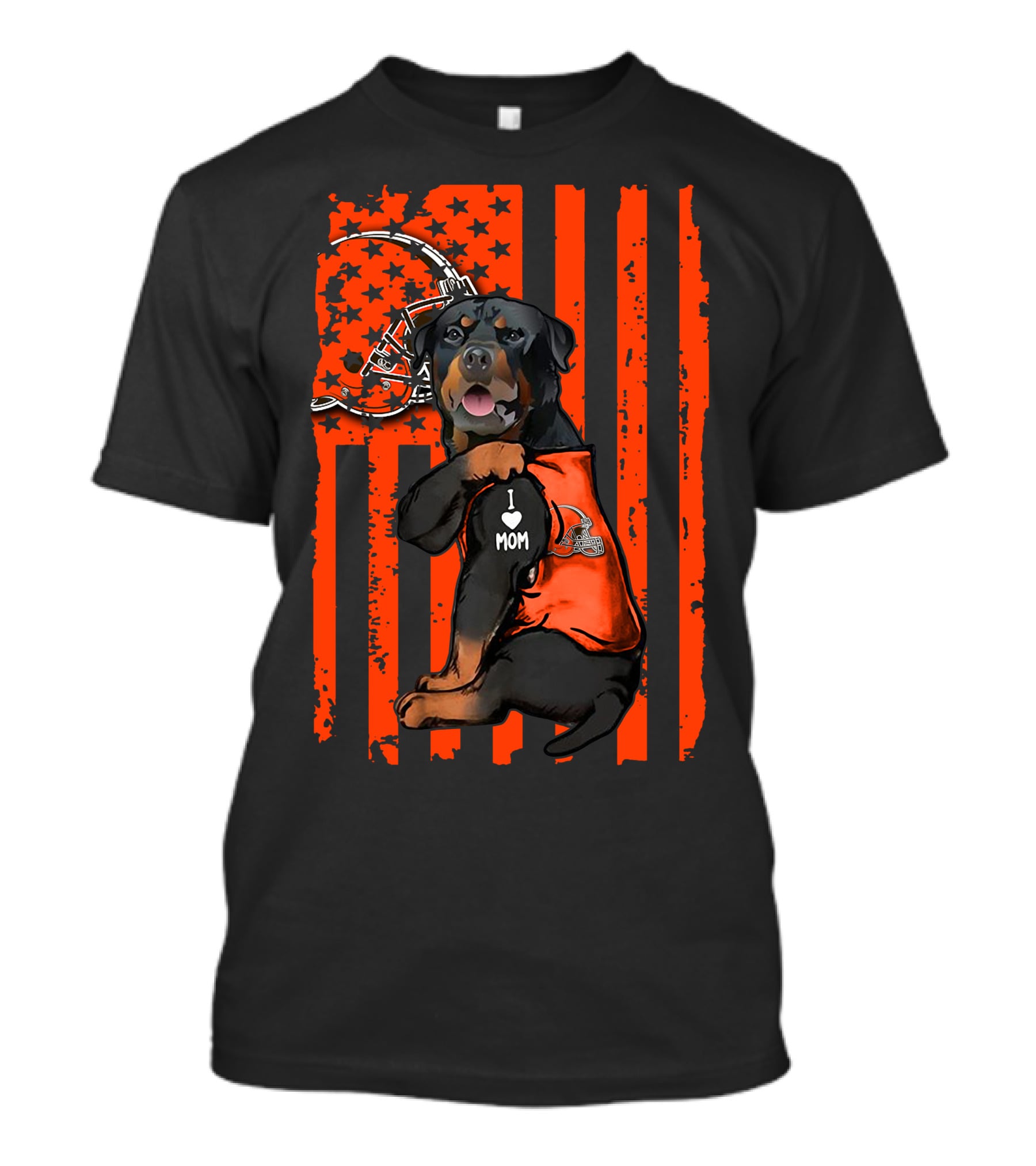 Rottweiler I Love Mom Cleveland Browns Flag T-Shirt