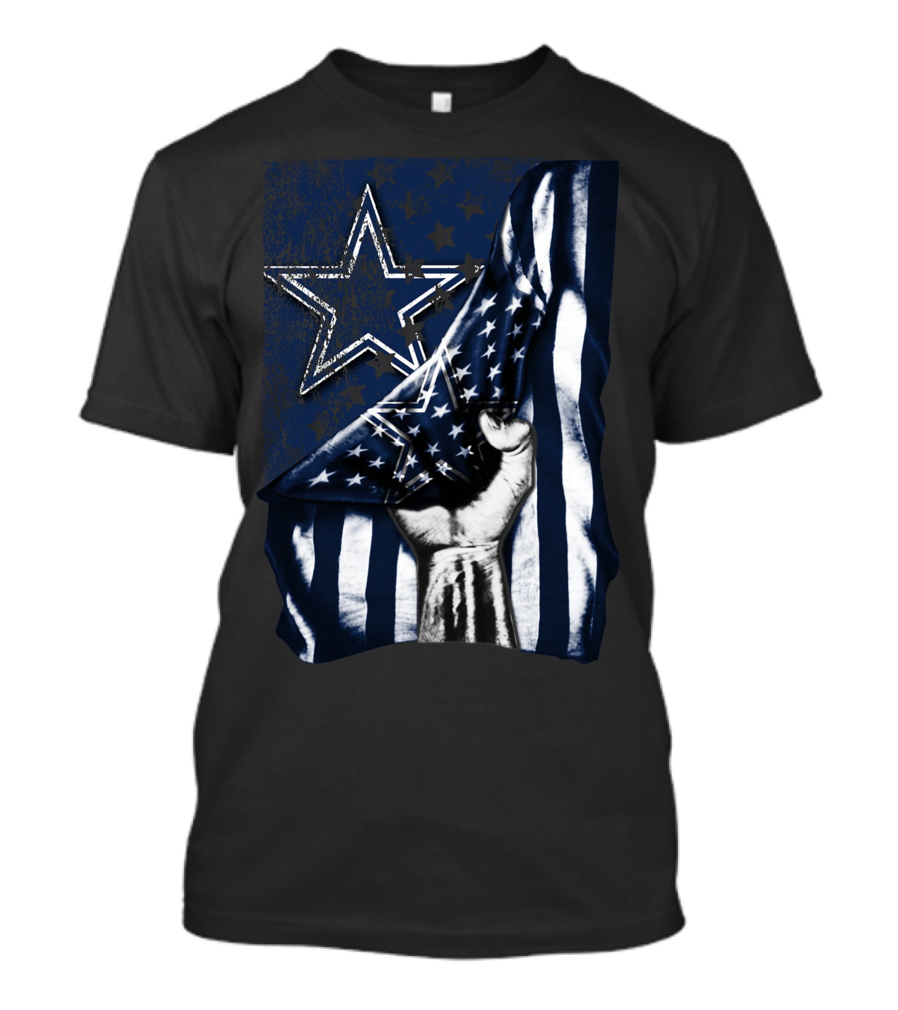 Dallas Cowboys Flag Star Logo With American Stars And Stripes Fist T-Shirt