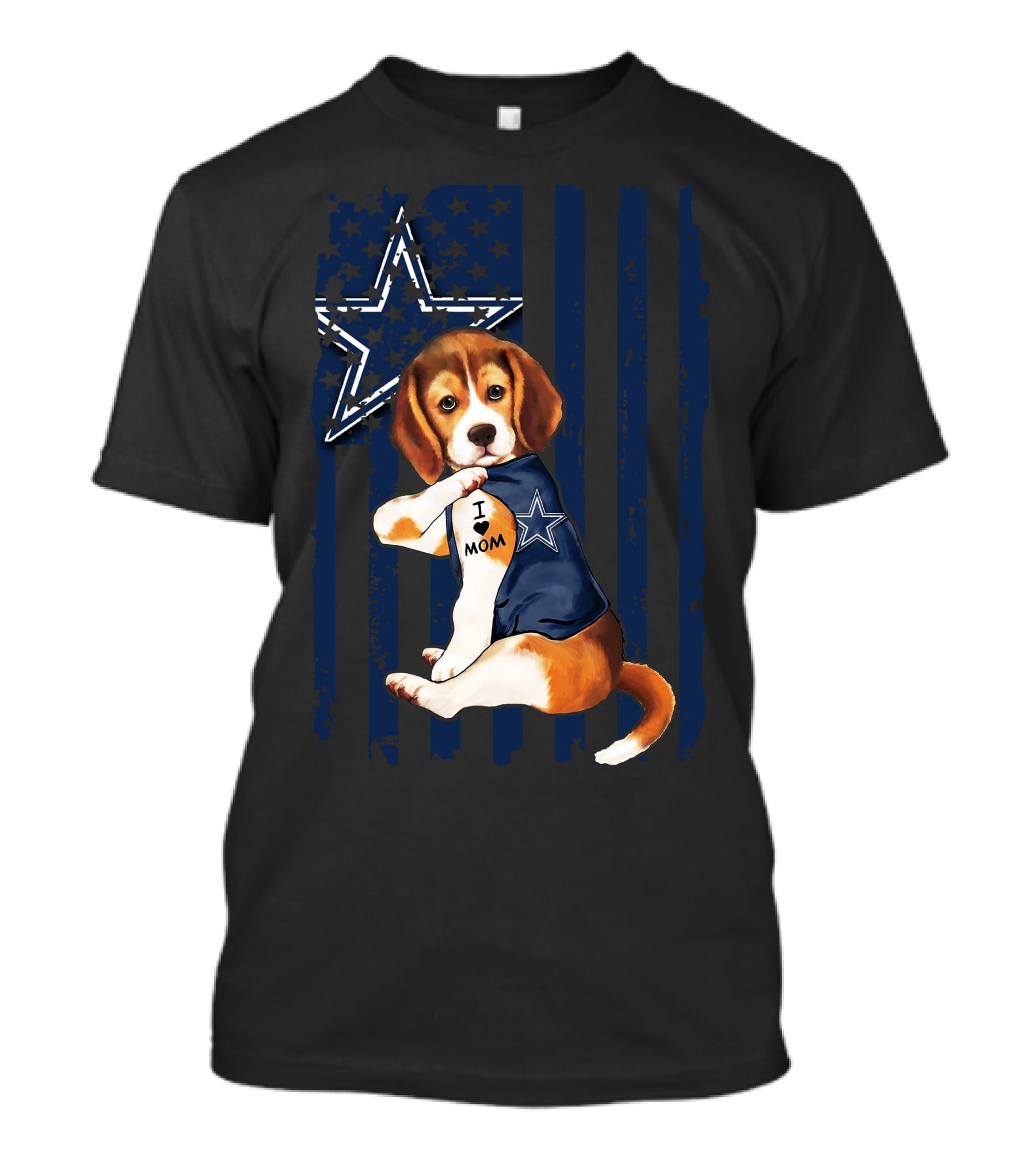 Beagle I Love Mom Dallas Cowboys Star Fan Pride T-Shirt