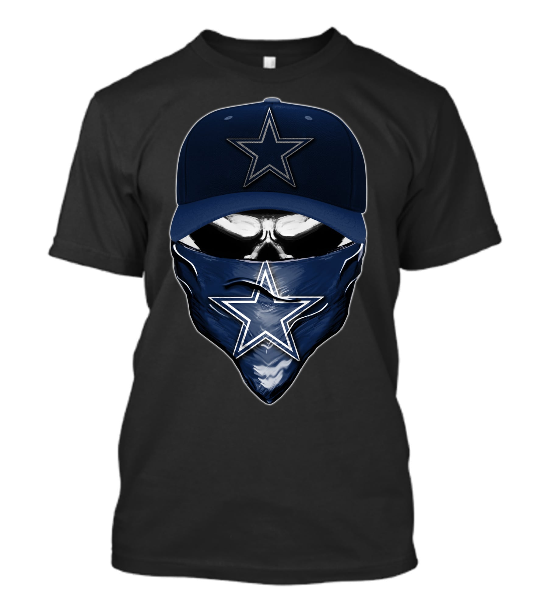 Skull V6 Dallas Cowboys Star Emblem Hat And Bandana T-Shirt