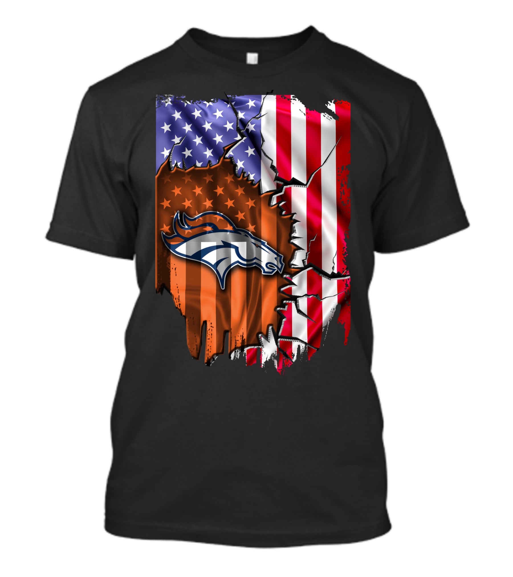 American Flag Denver Broncos Logo Explosion T-Shirt