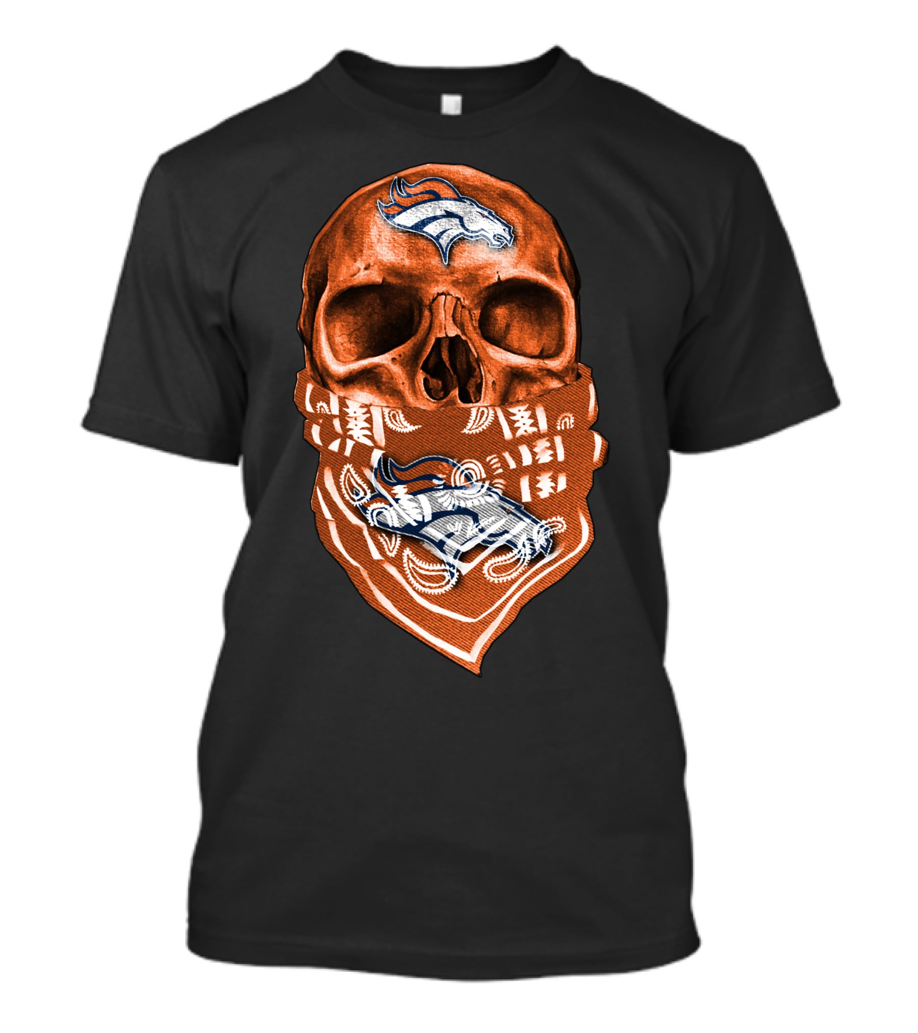 Skull Denver Broncos Bandana T-Shirt