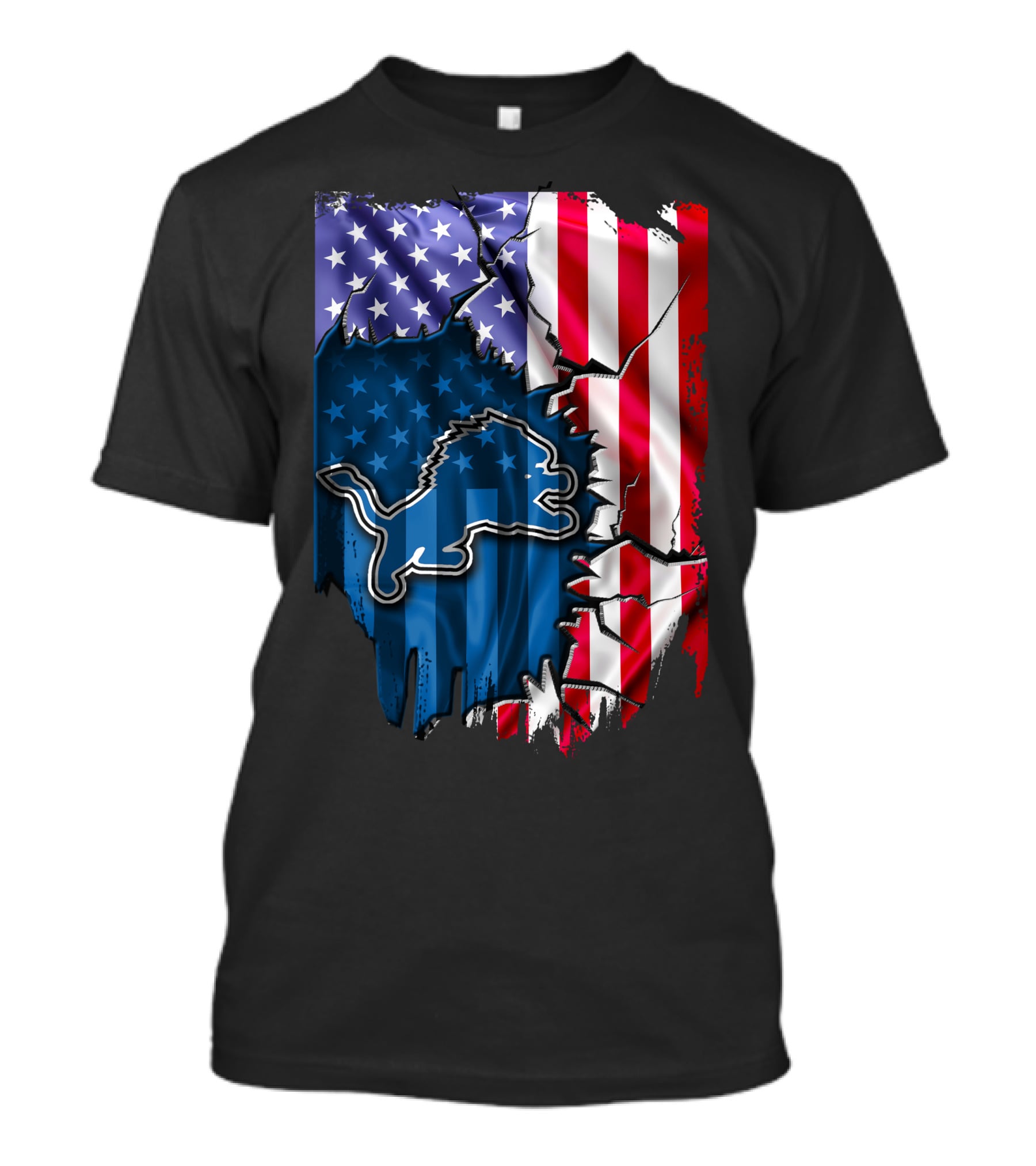 Flag Detroit Lions American Stars And Stripes Lion T-Shirt
