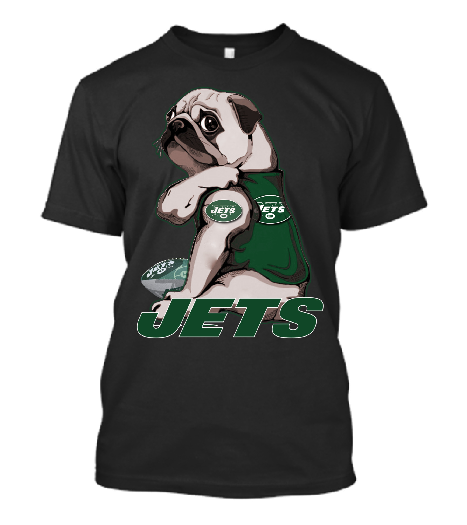 Pug Jets New York Football Fan T-Shirt