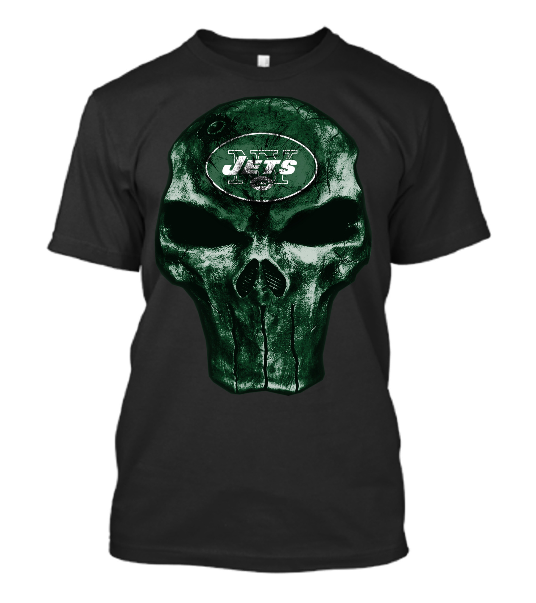 Skull V4 New York Jets Football Emblem T-Shirt