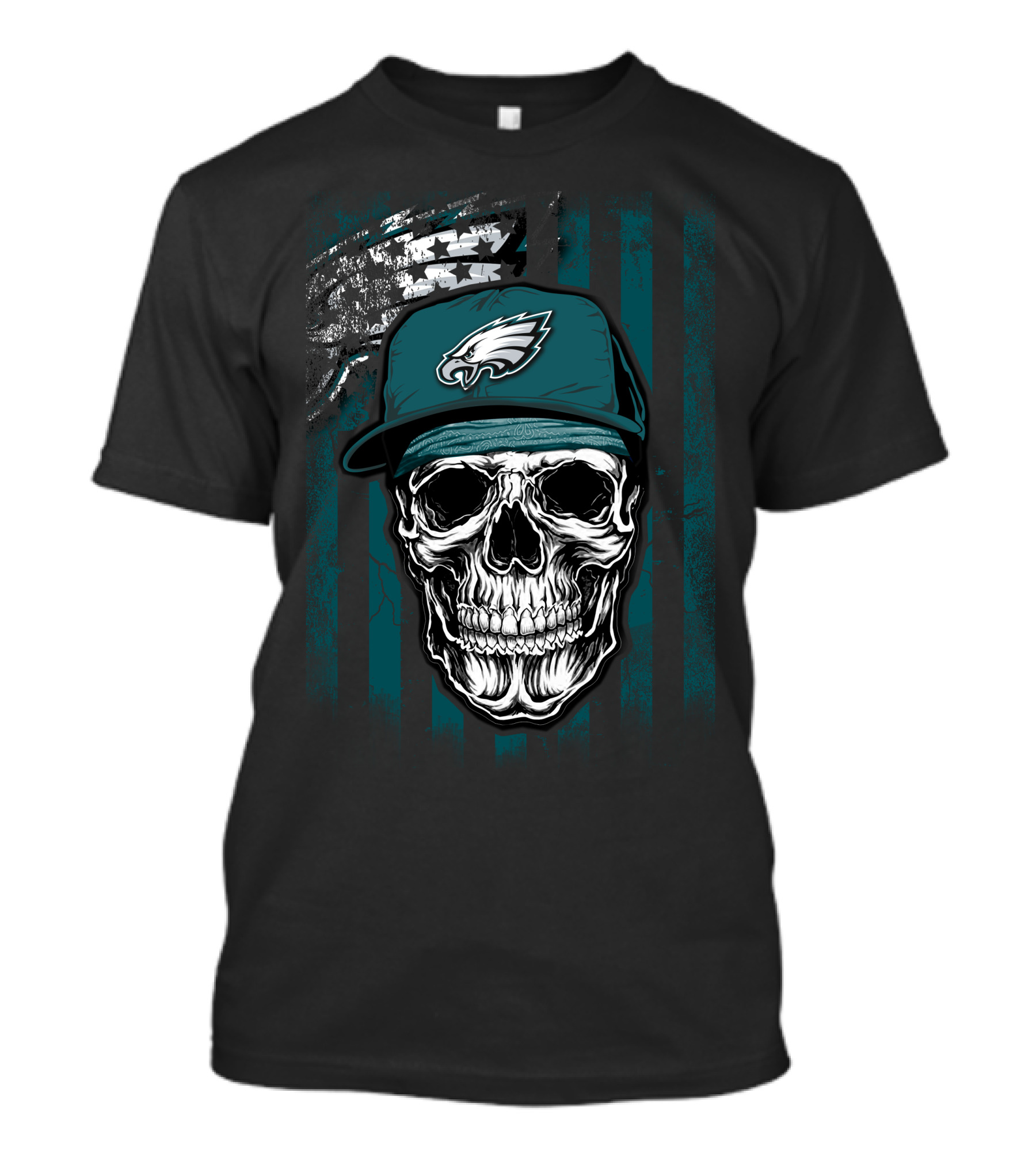 Philadelphia Eagles Skull Flag Hat T-Shirt