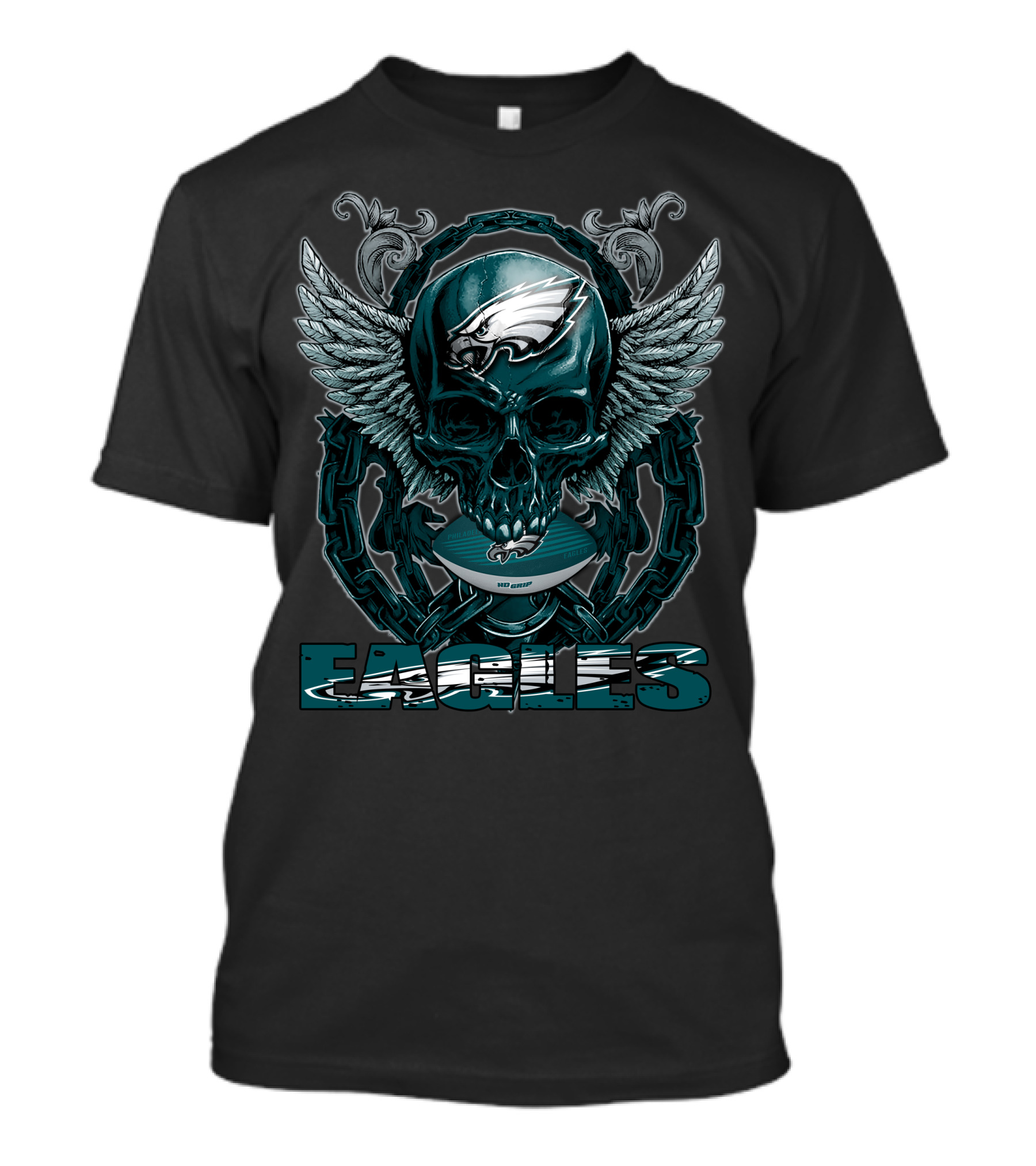 Philadelphia Eagles Skullfb Winged Skull Bold Eagles T-Shirt