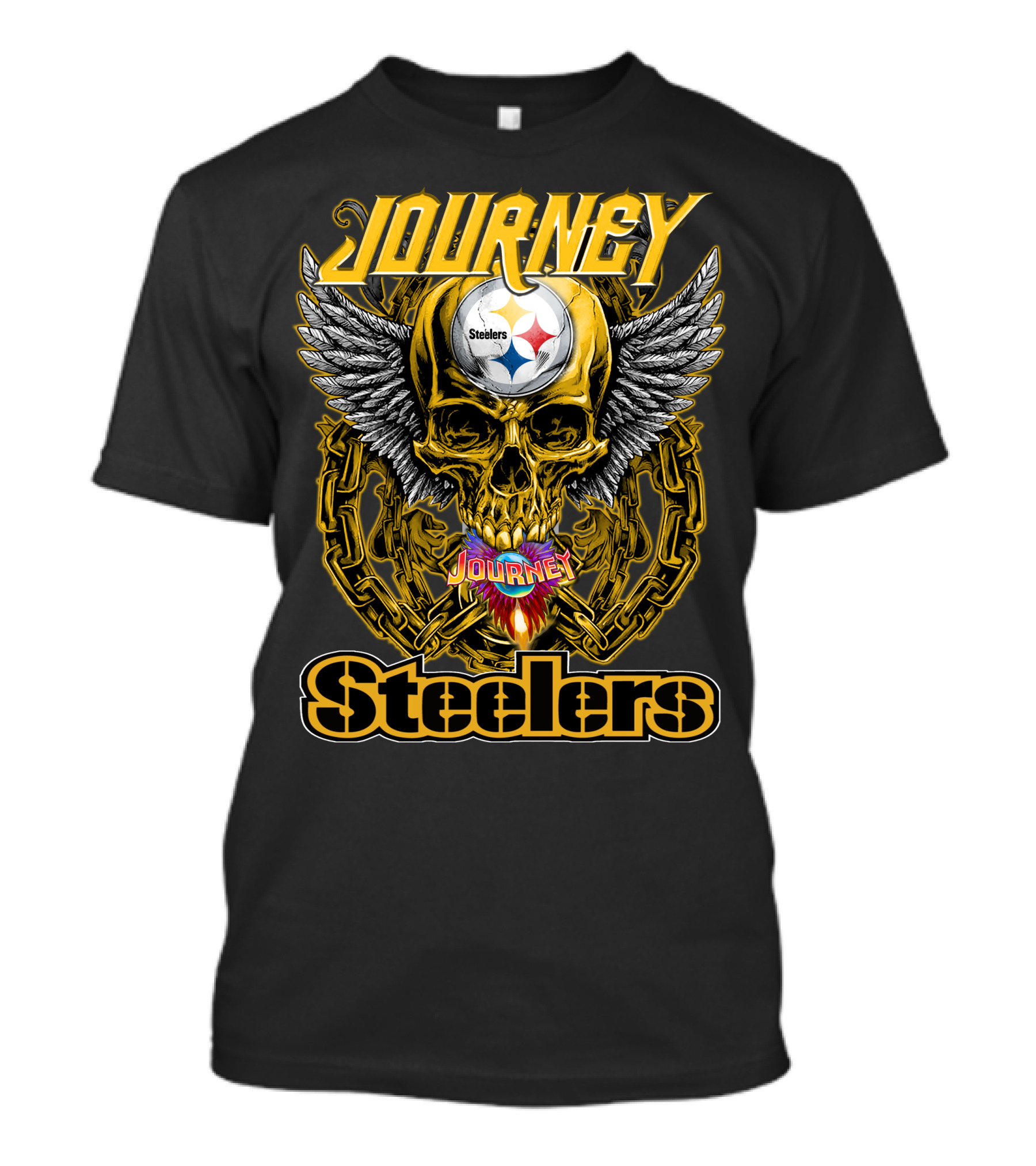 Journey Steelers Skull Wings Chain T-Shirt