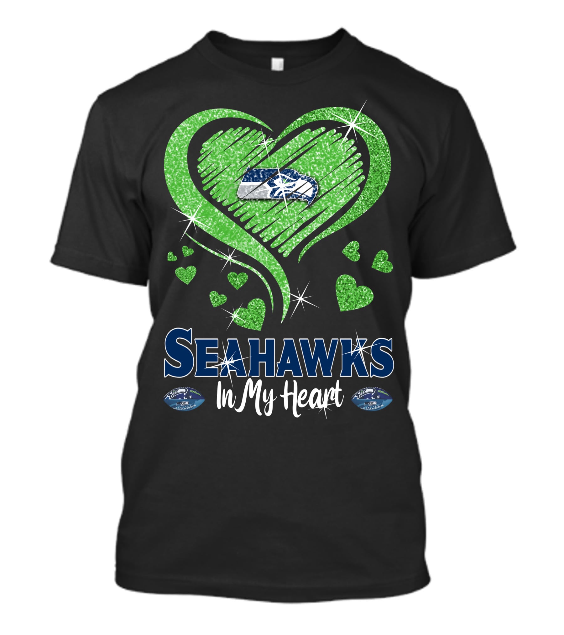 Seahawks In My Heart Sparkling Glitter Design With Team T-Shirt