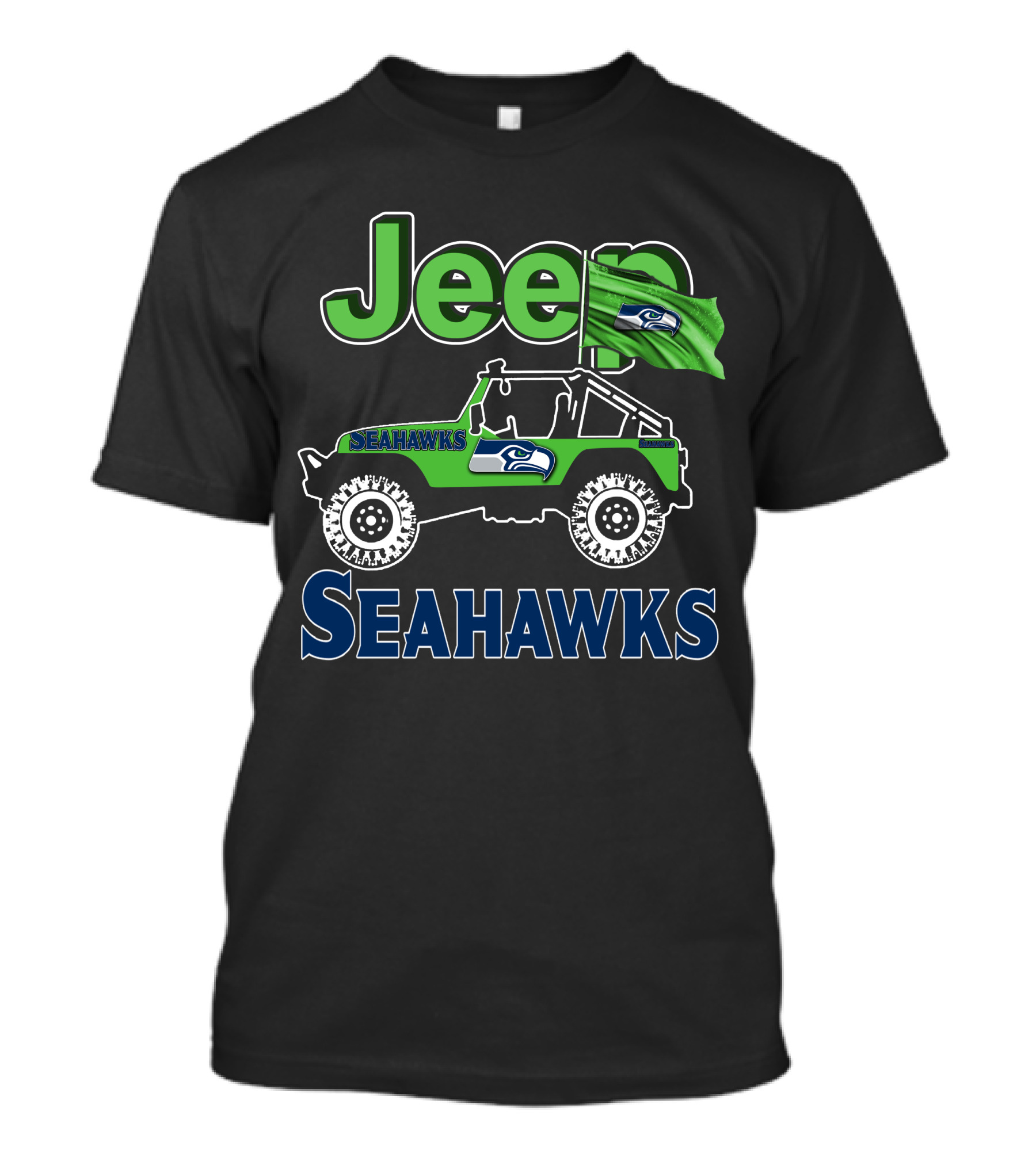 Jeep Seattle Seahawks Enthusiast Ride Flag T-Shirt