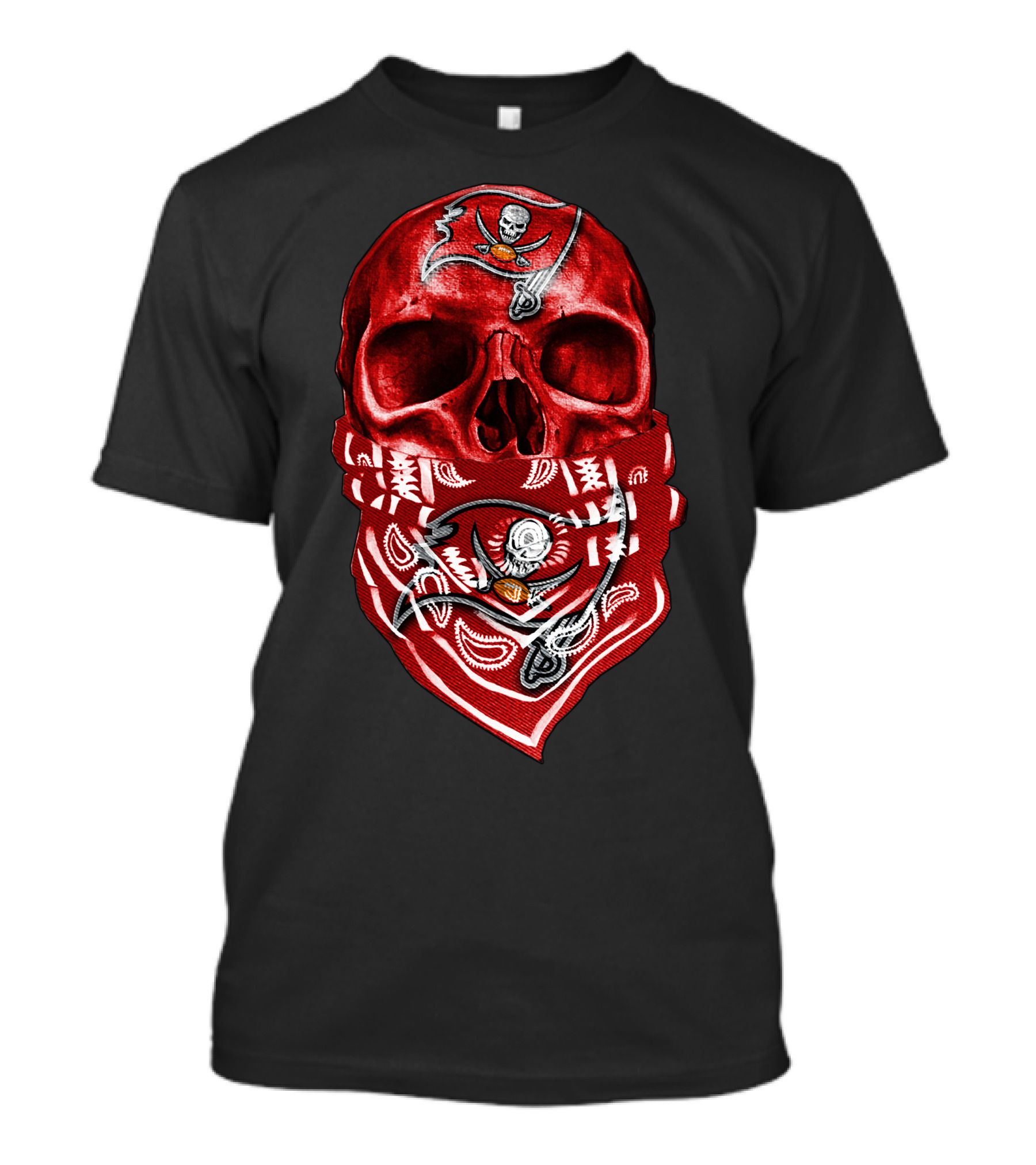 Skull V5 Tampa Bay Buccaneers Bandana Pirate Flag T-Shirt