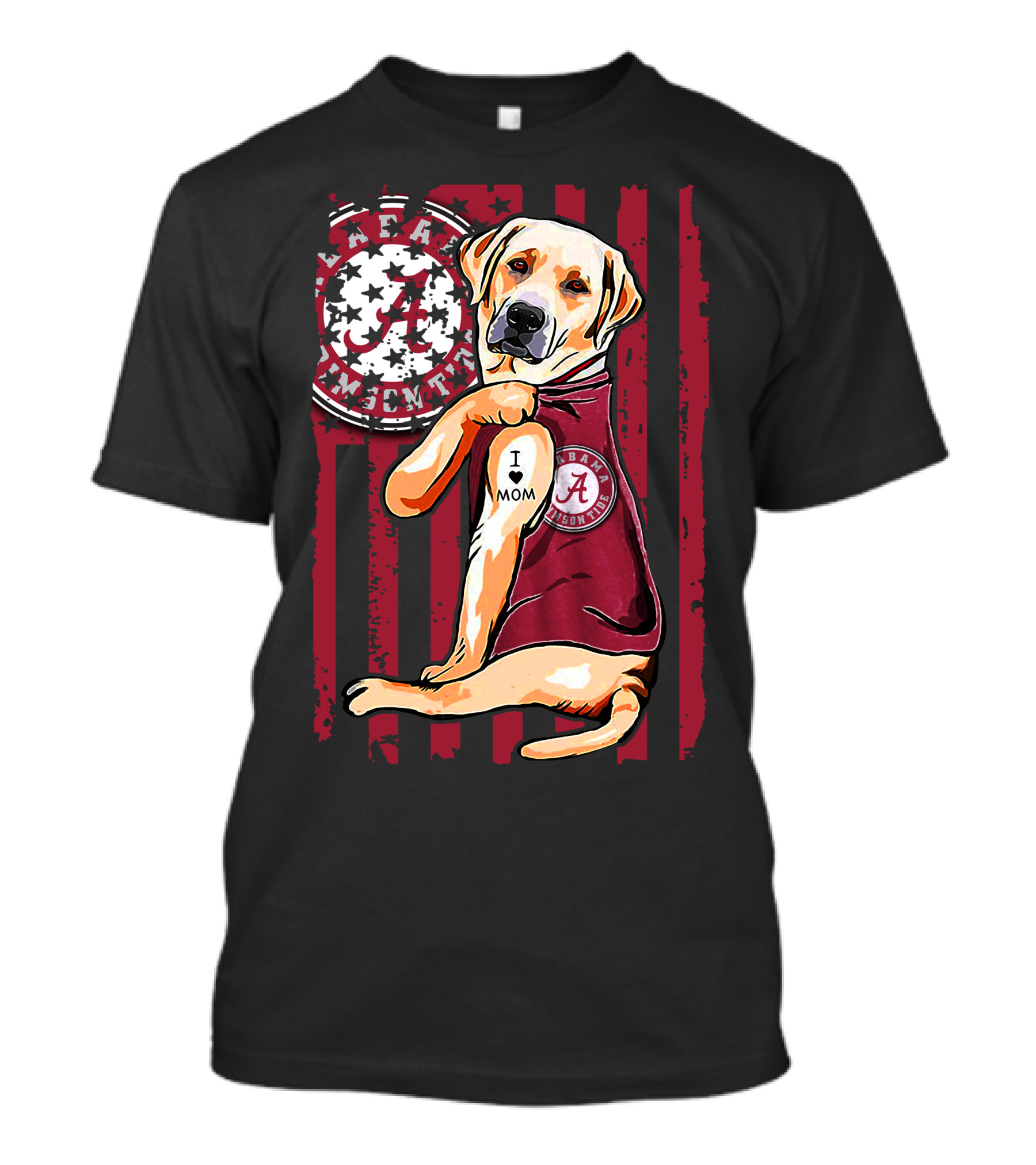 Labrador Retriever I Love Mom Alabama Crimson Tide Flag T-Shirt