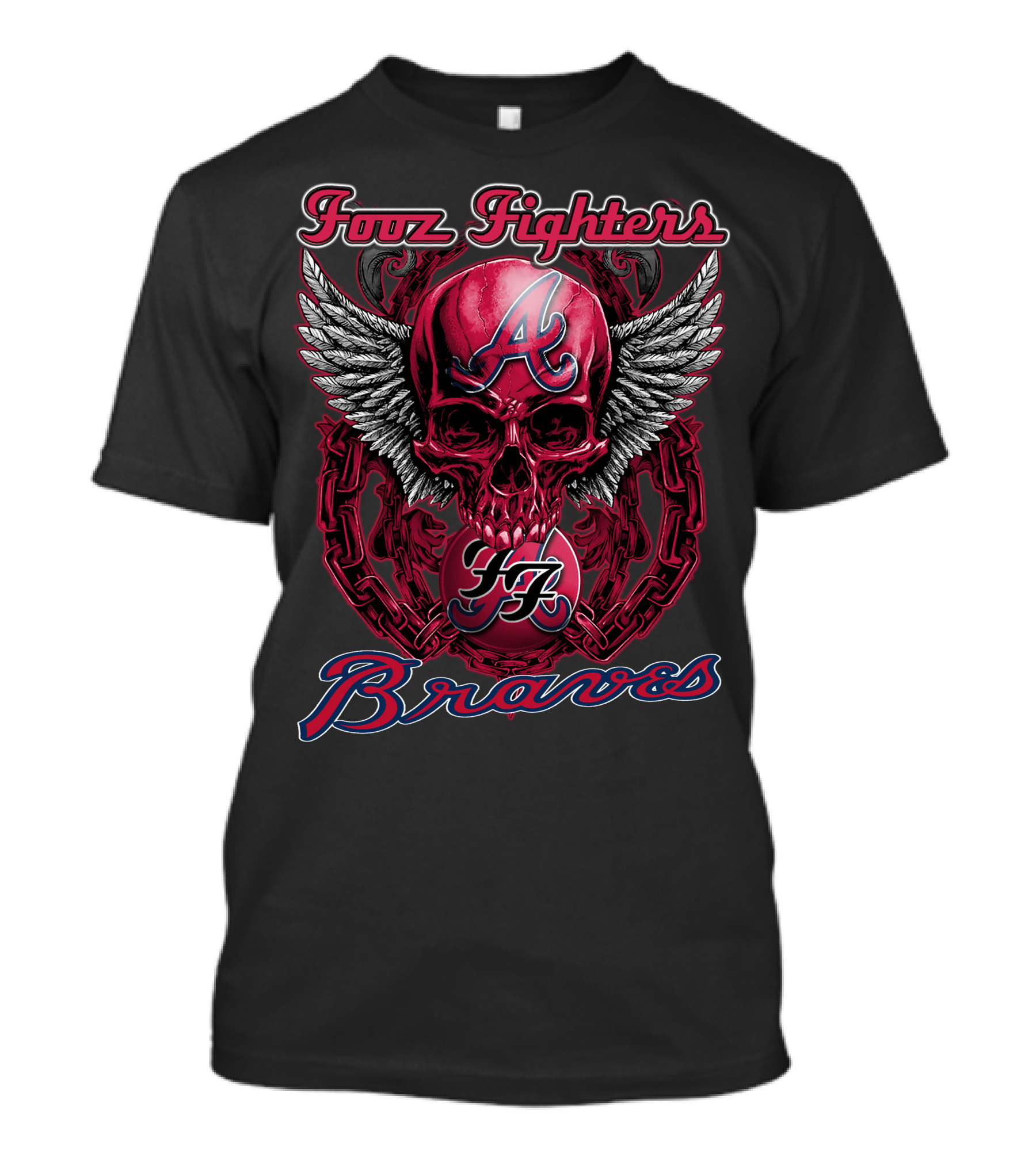 Fooz Fighters Atlanta Braves Skull Wings T-Shirt