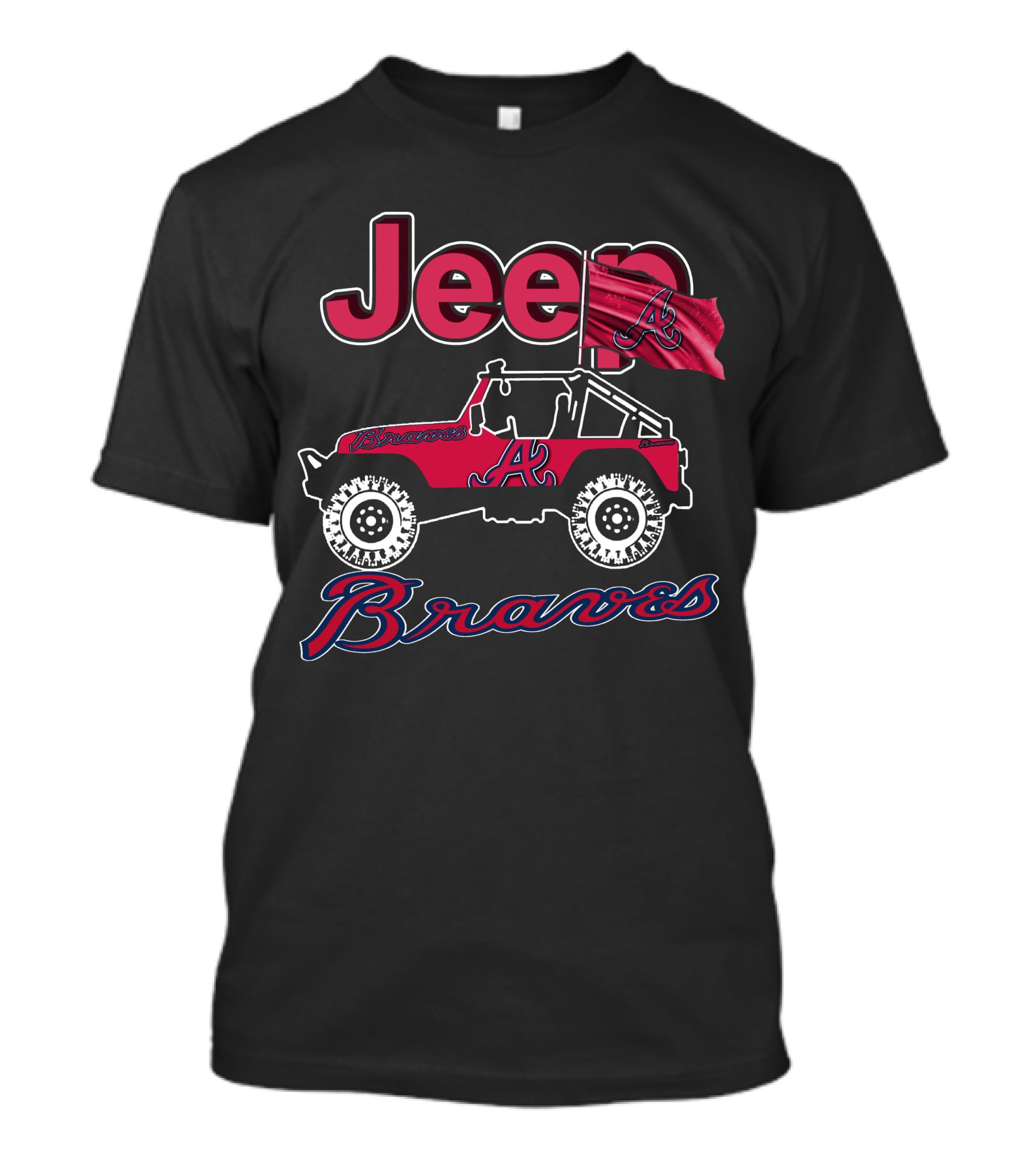 Jeep Atlanta Braves Red Flag Vehicle T-Shirt
