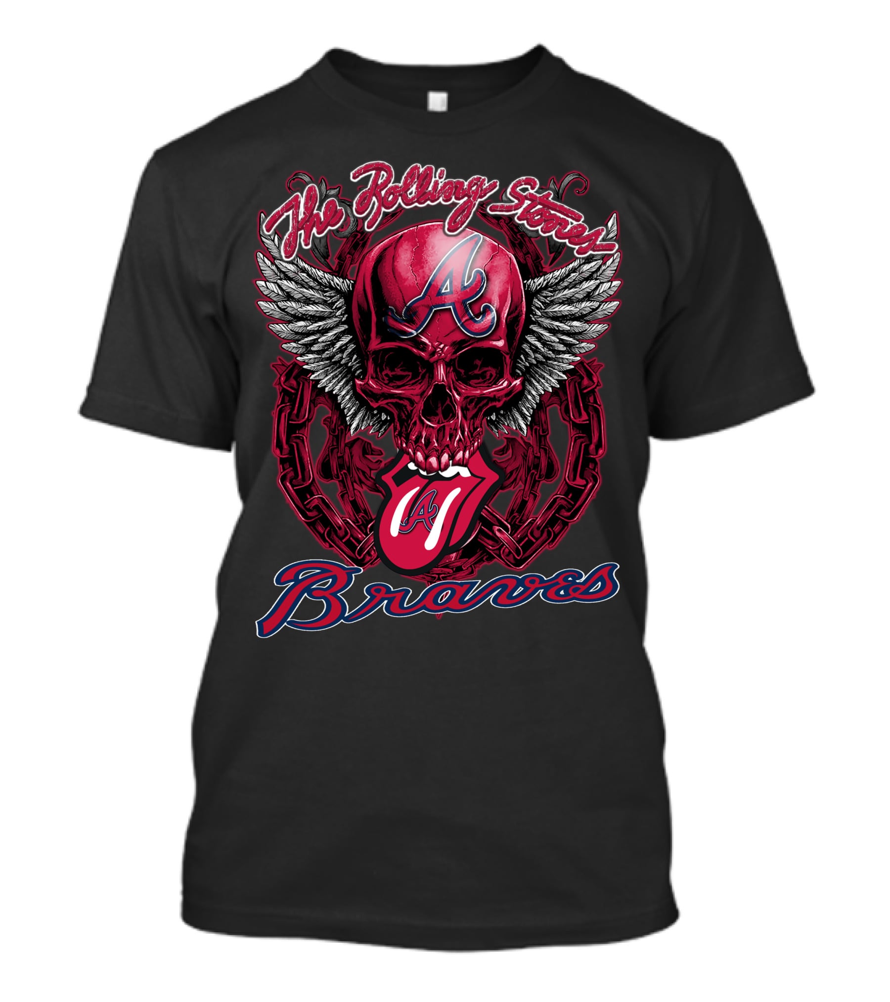The Rolling Stones Atlanta Braves Winged Skull T-Shirt