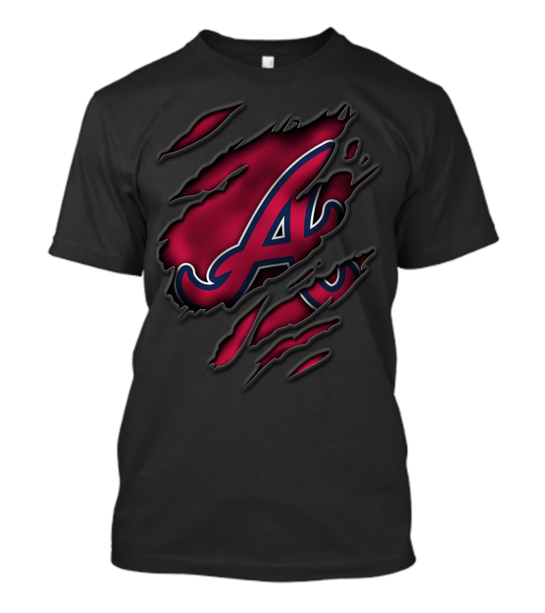 Torn V3 Atlanta Braves Red Letter A Rip Claw Marks T-Shirt