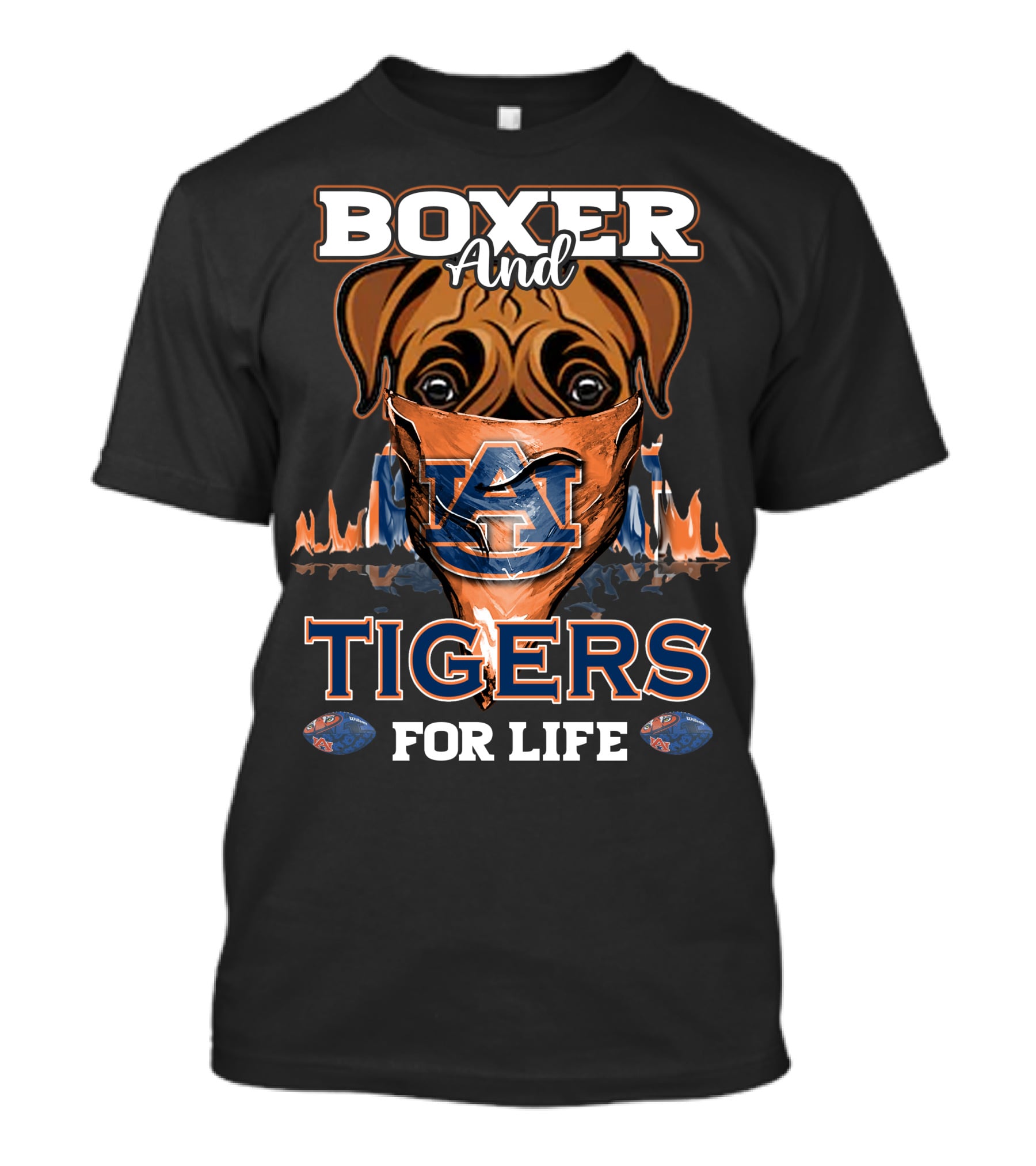 Boxer And Auburn Tigers For Life T-Shirt