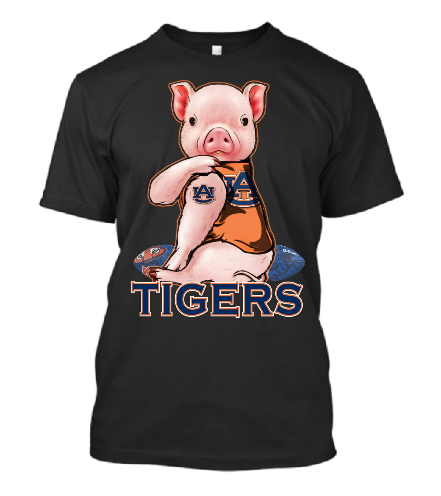 Auburn Tigers Pig With Footballs T-Shirt