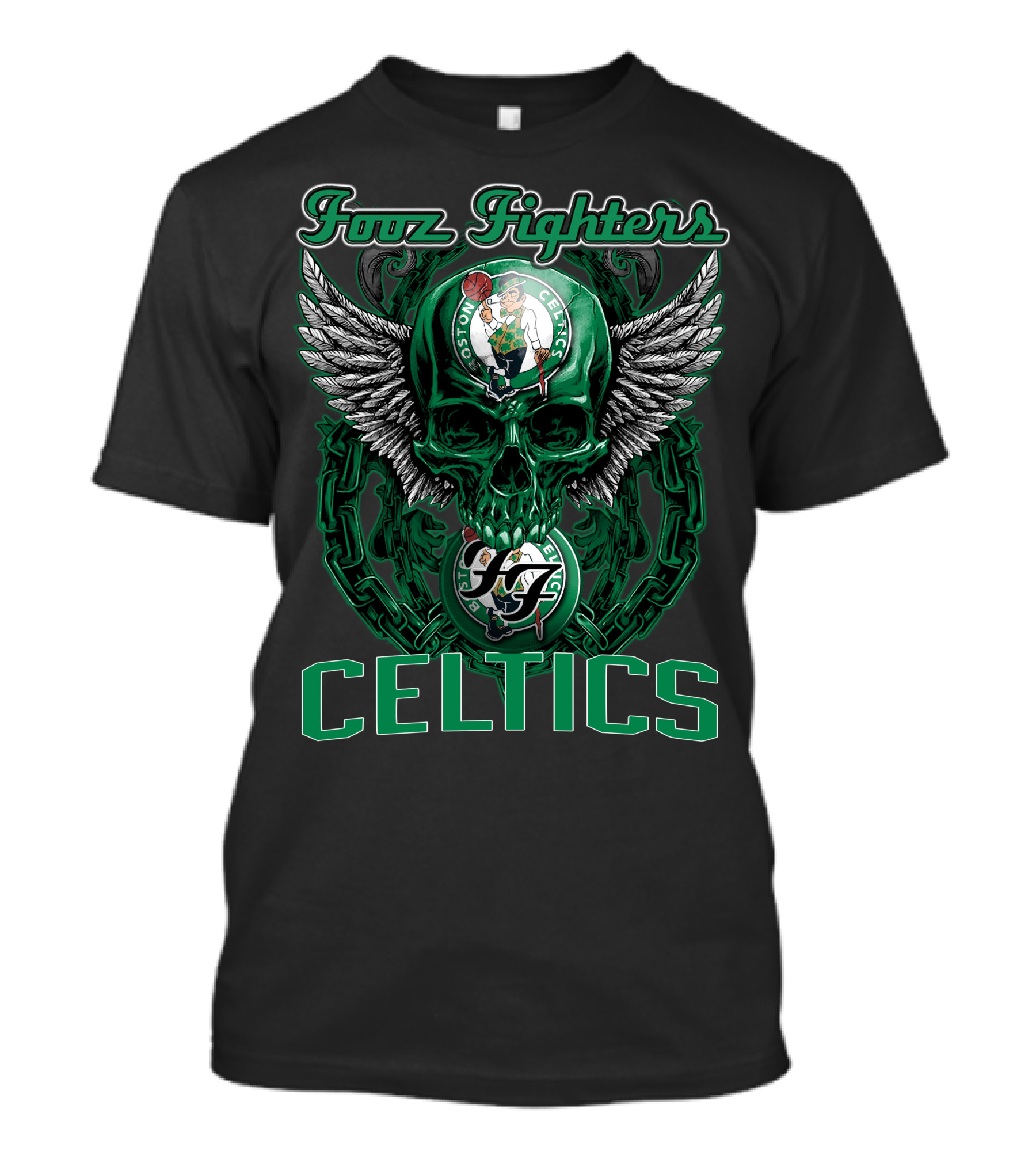 Foo Fighters Boston Celtics Winged Skull T-Shirt
